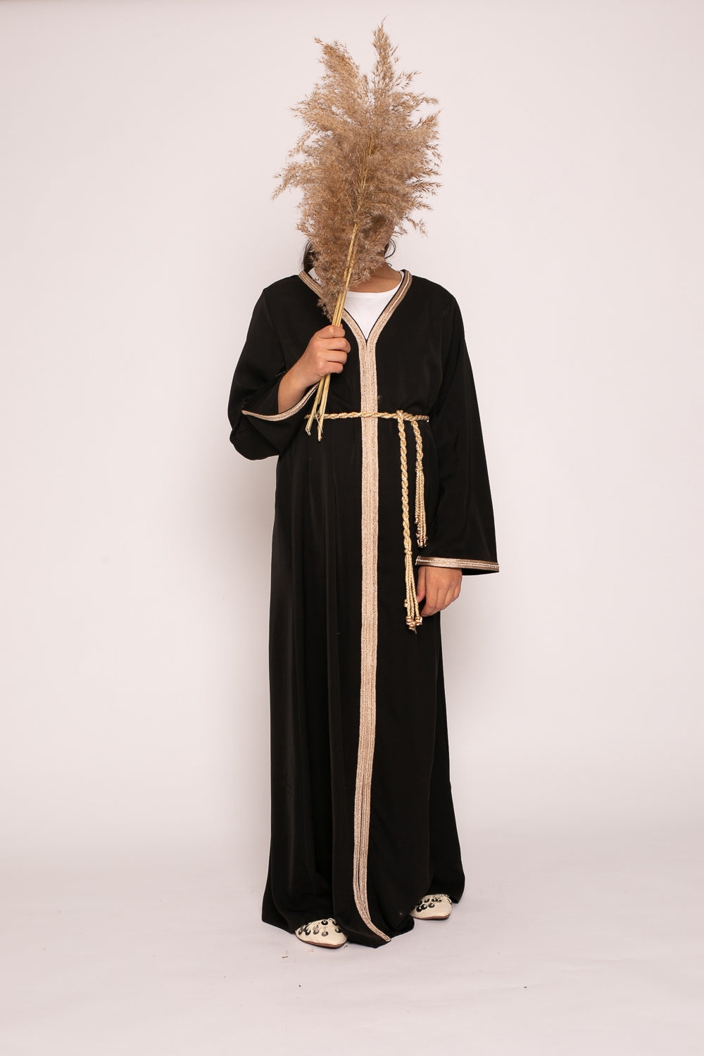 Robe caftan fille noir pour fête boutique moderne pas cher musulmane