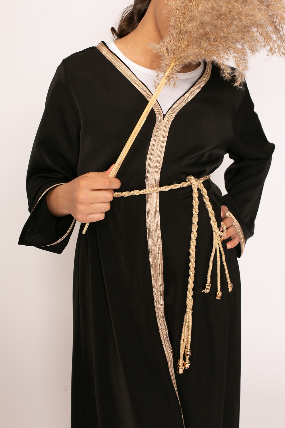Robe caftan fille noir pour fête boutique moderne pas cher musulmane