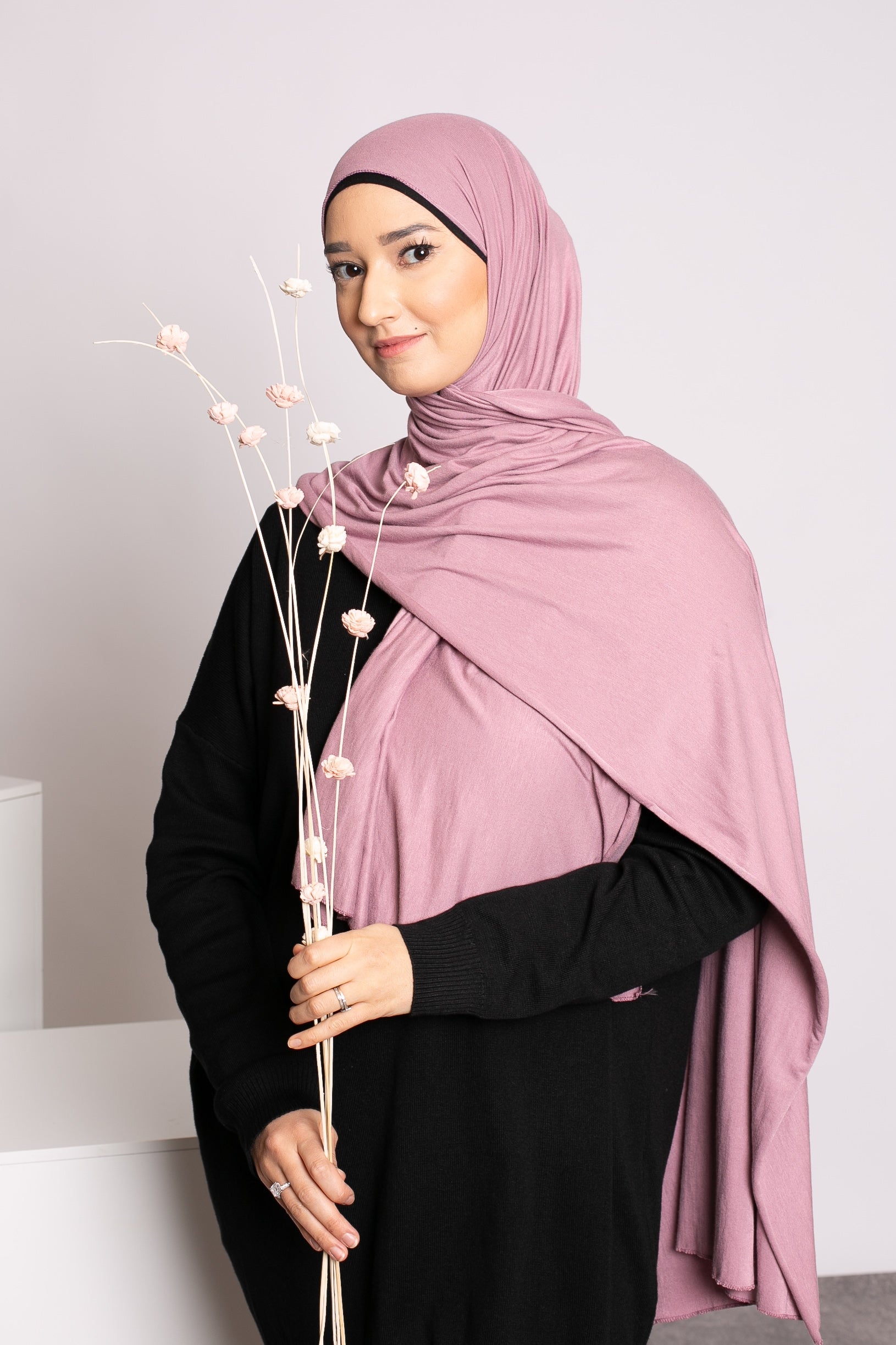 Hijab jersey soft prune rosé