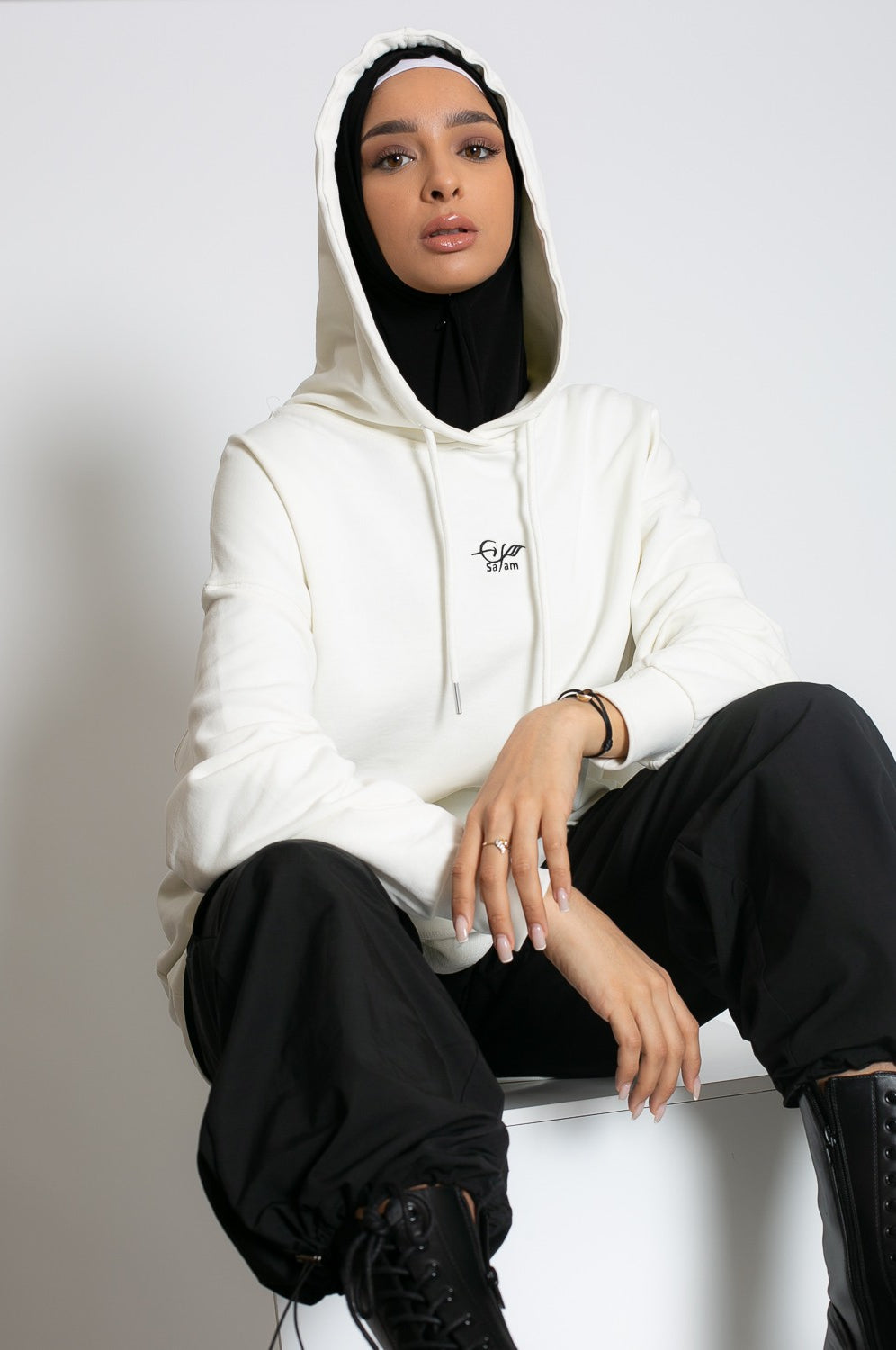 hoodies oversize blanc cassé