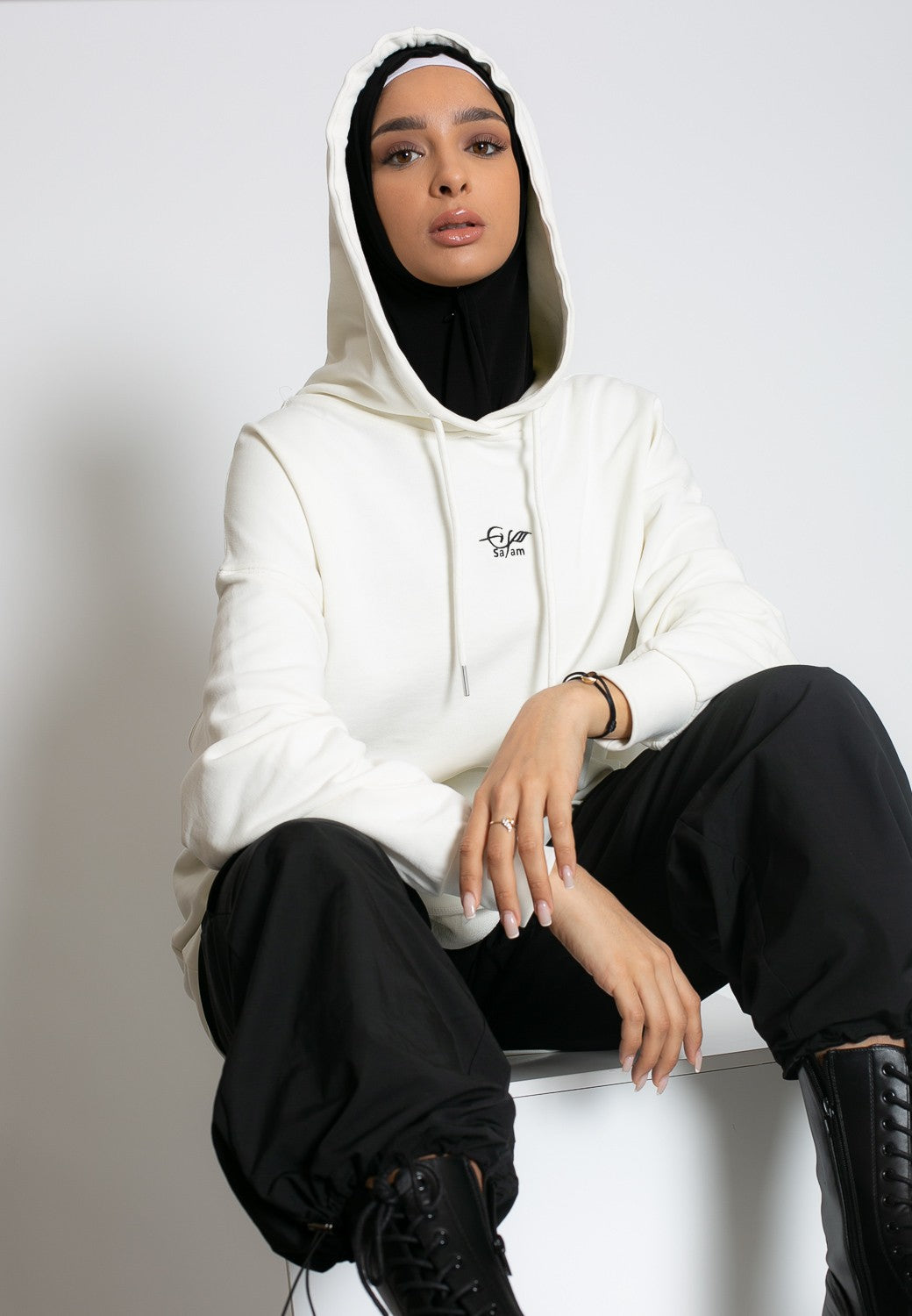 hoodies oversize blanc cassé