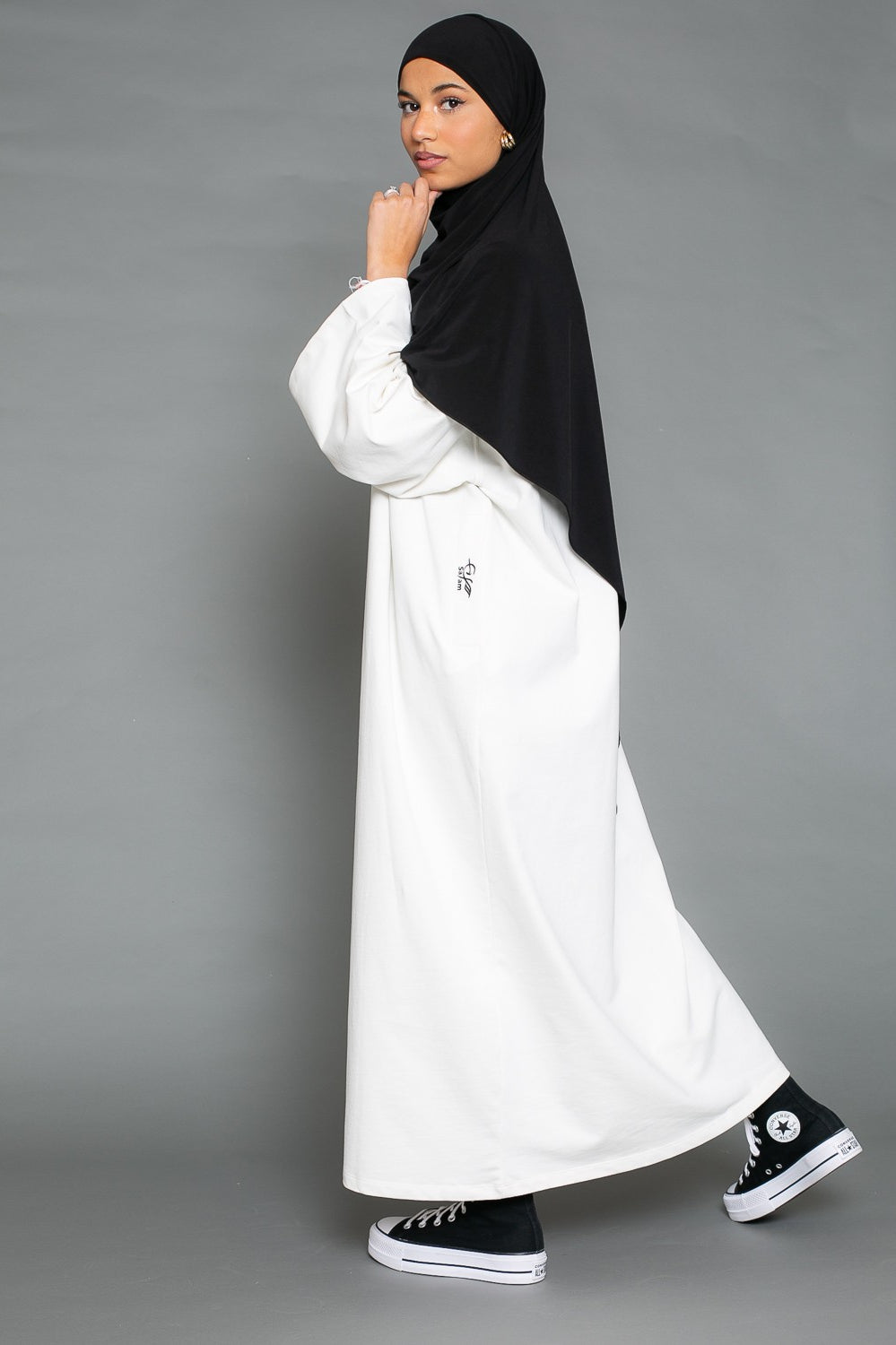 Robe sweat manche large sportswear pour jeune fille musulmane