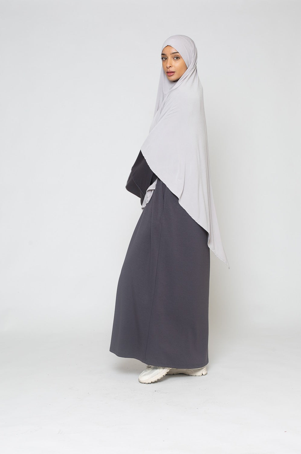 Khimar premium sandy gris clair