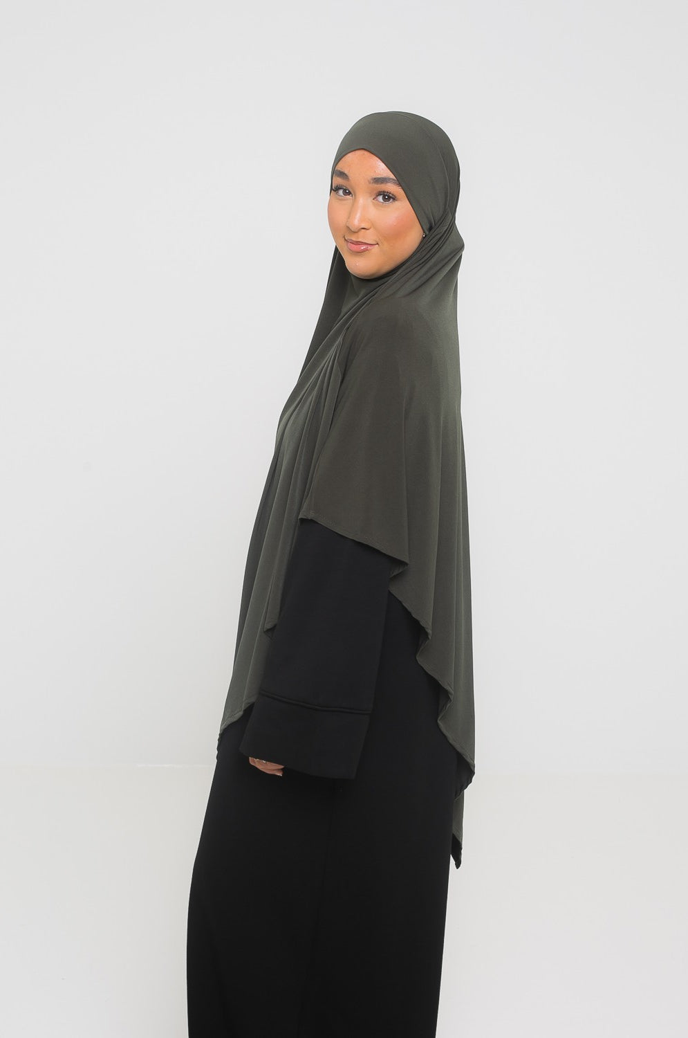 Khimar long kaki militaire