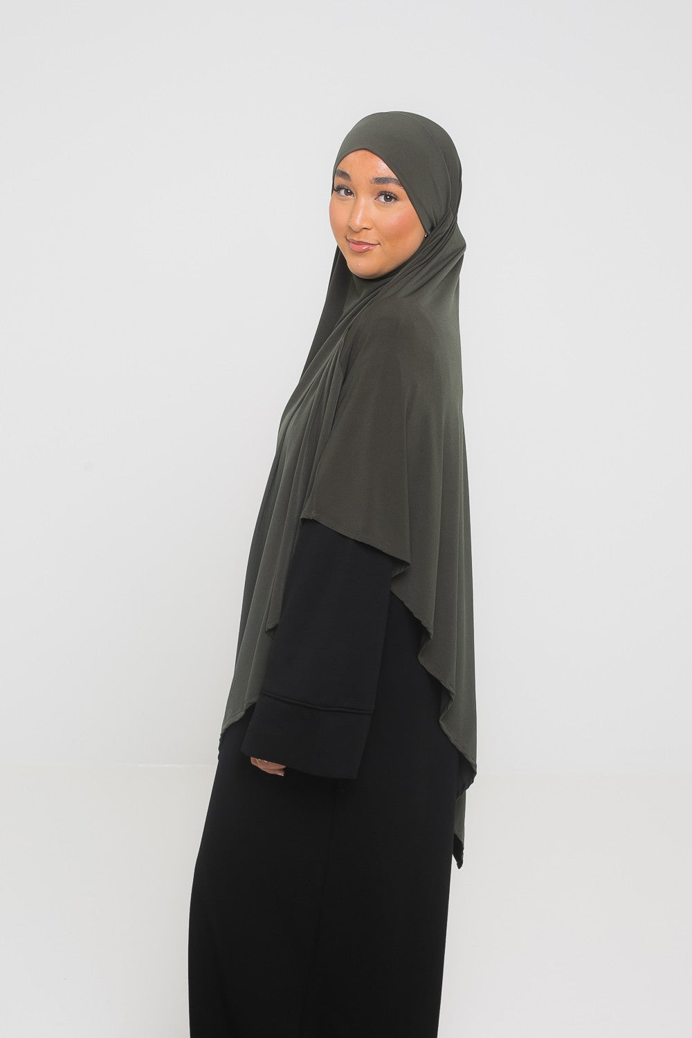 Khimar long kaki militaire
