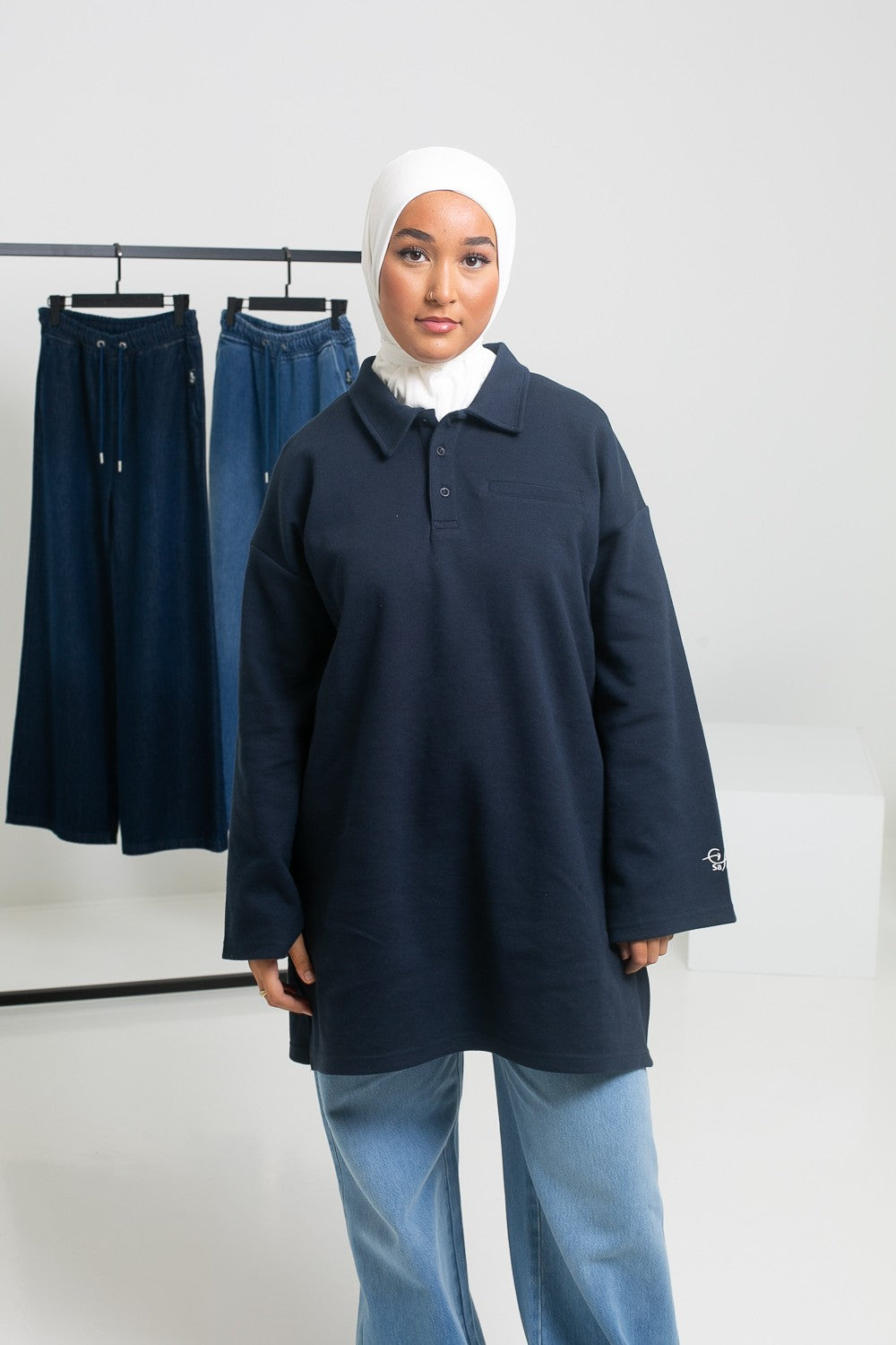 Maxi polo ample bleu navy pour femme. Marque supérieur Salam