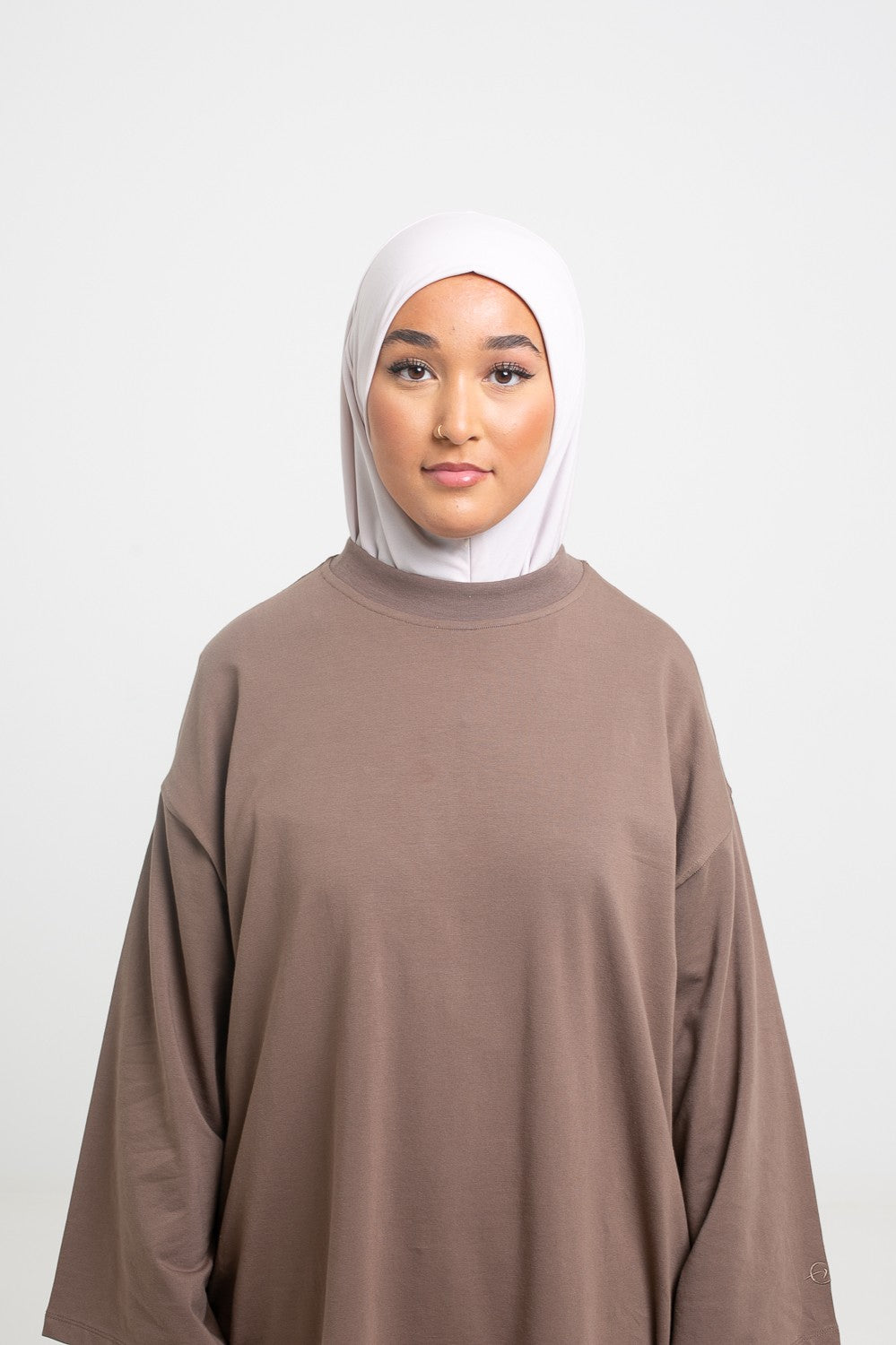 Hijab cagoule zip nude pour femme musulmane