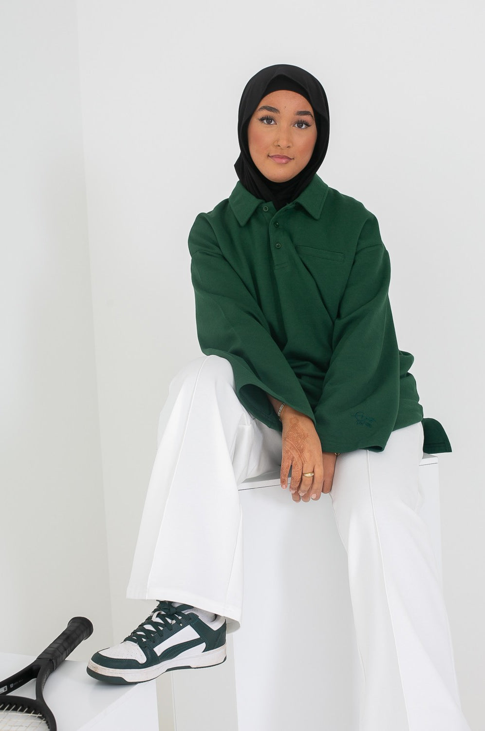 Maxi polo ample vert pour femme musulmane