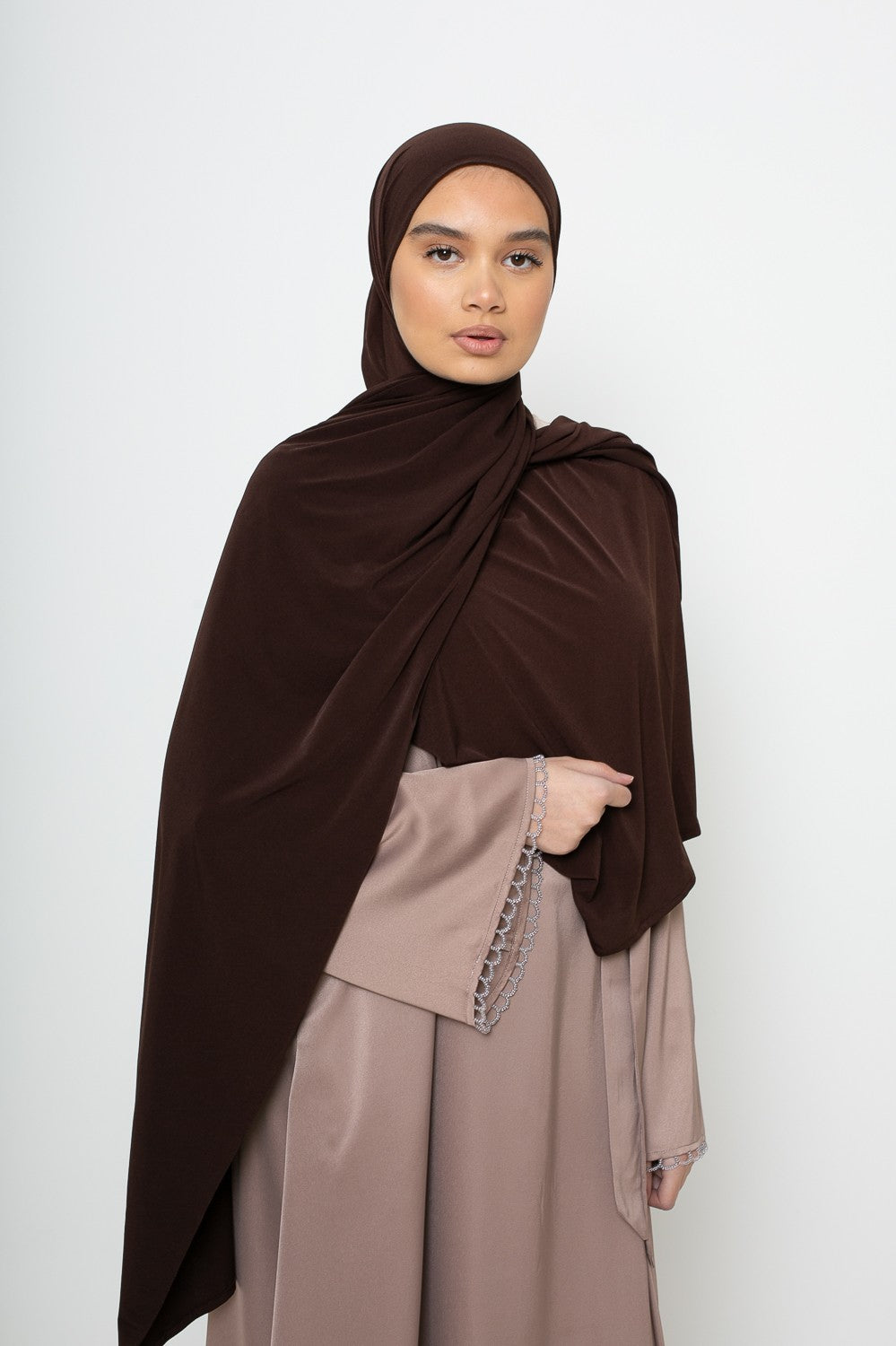 Hijab Jersey premium haute qualité marron