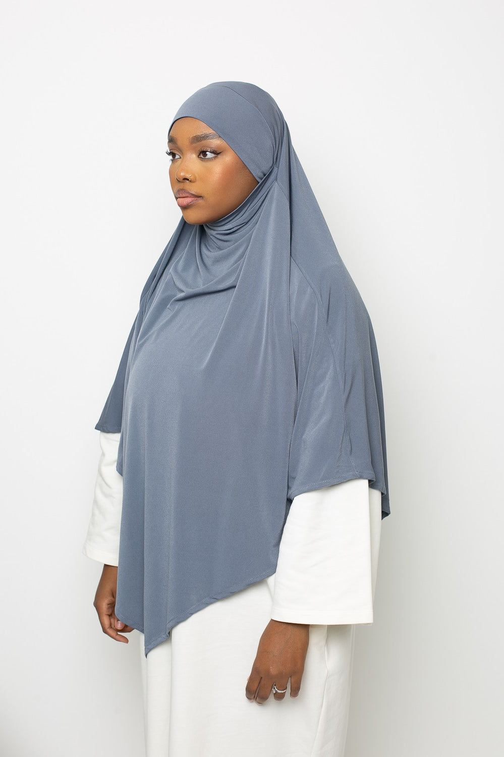 Long khimar jersey premium gris foncé