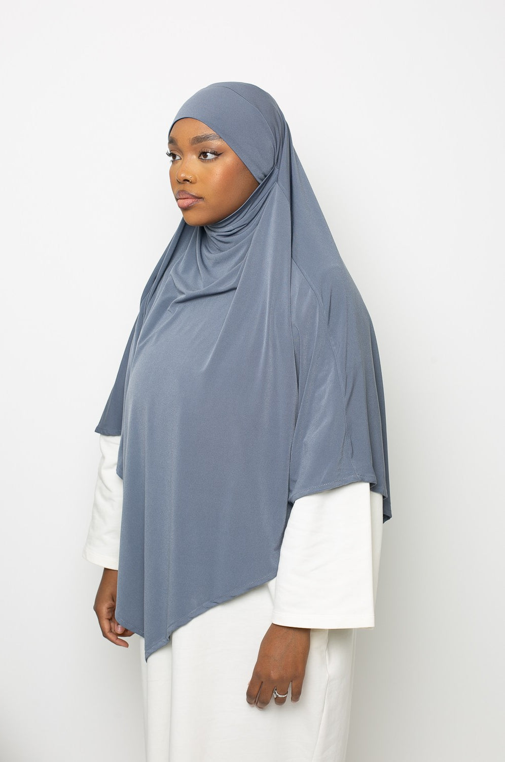 Long khimar jersey premium gris foncé