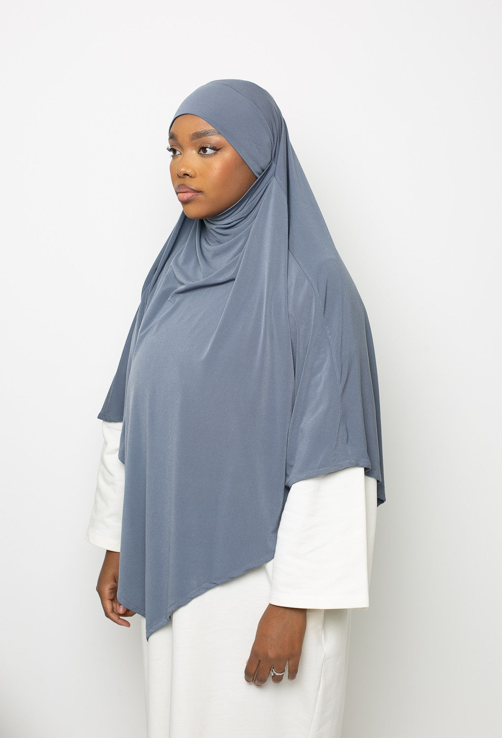 Long khimar jersey premium gris foncé
