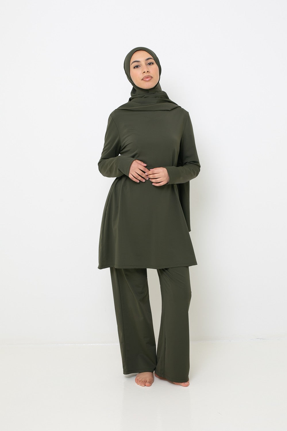 Burkini ample kaki pour femme musulmane