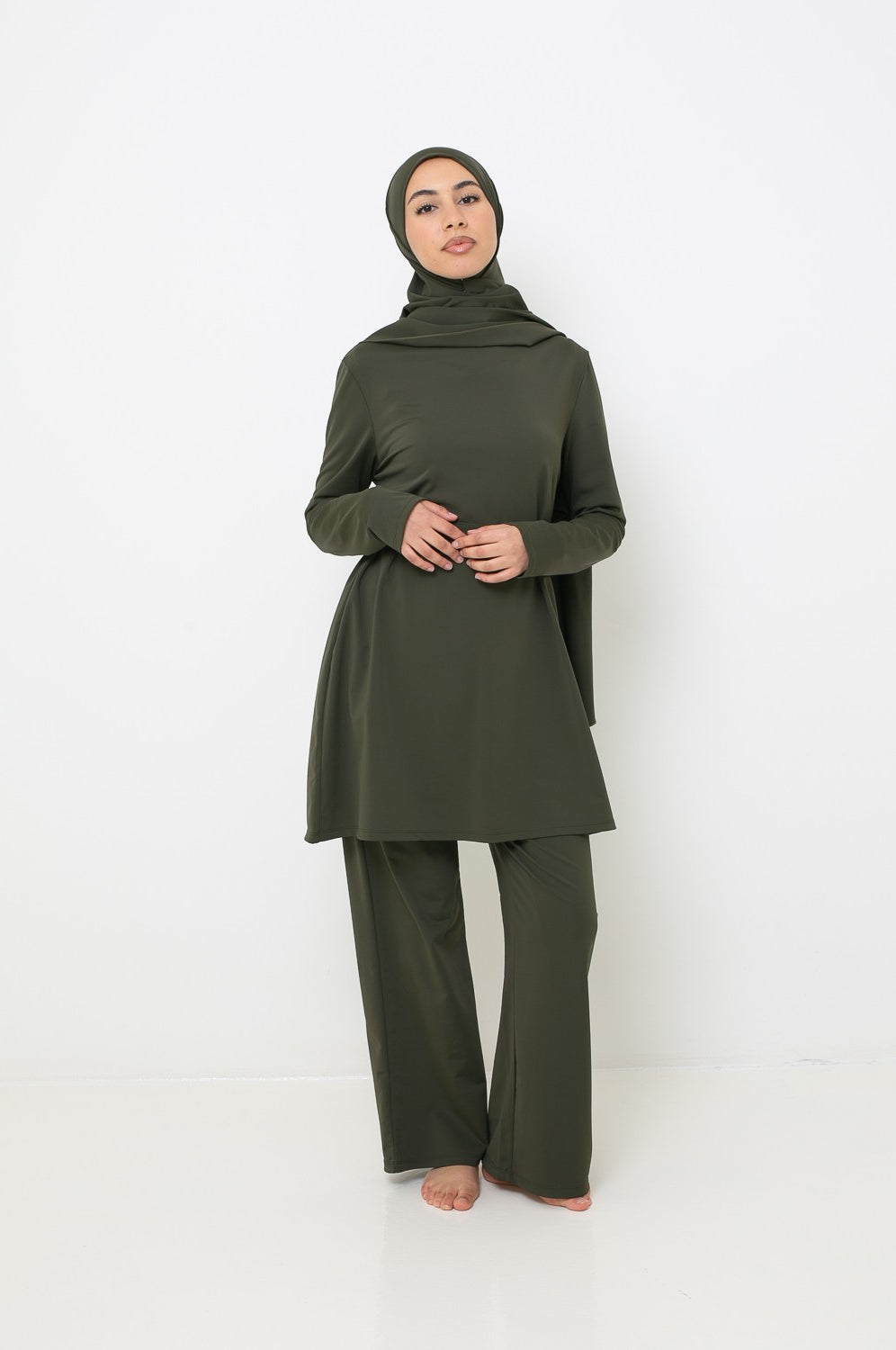 Burkini ample kaki pour femme musulmane