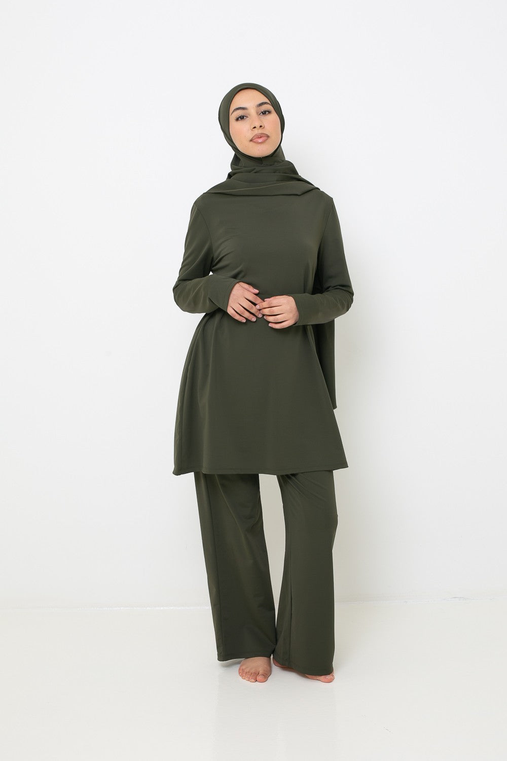 Burkini ample kaki pour femme musulmane