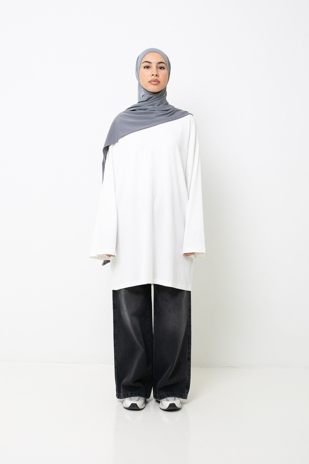 Jean coton loose noir collection 2025 pour femme musulmane