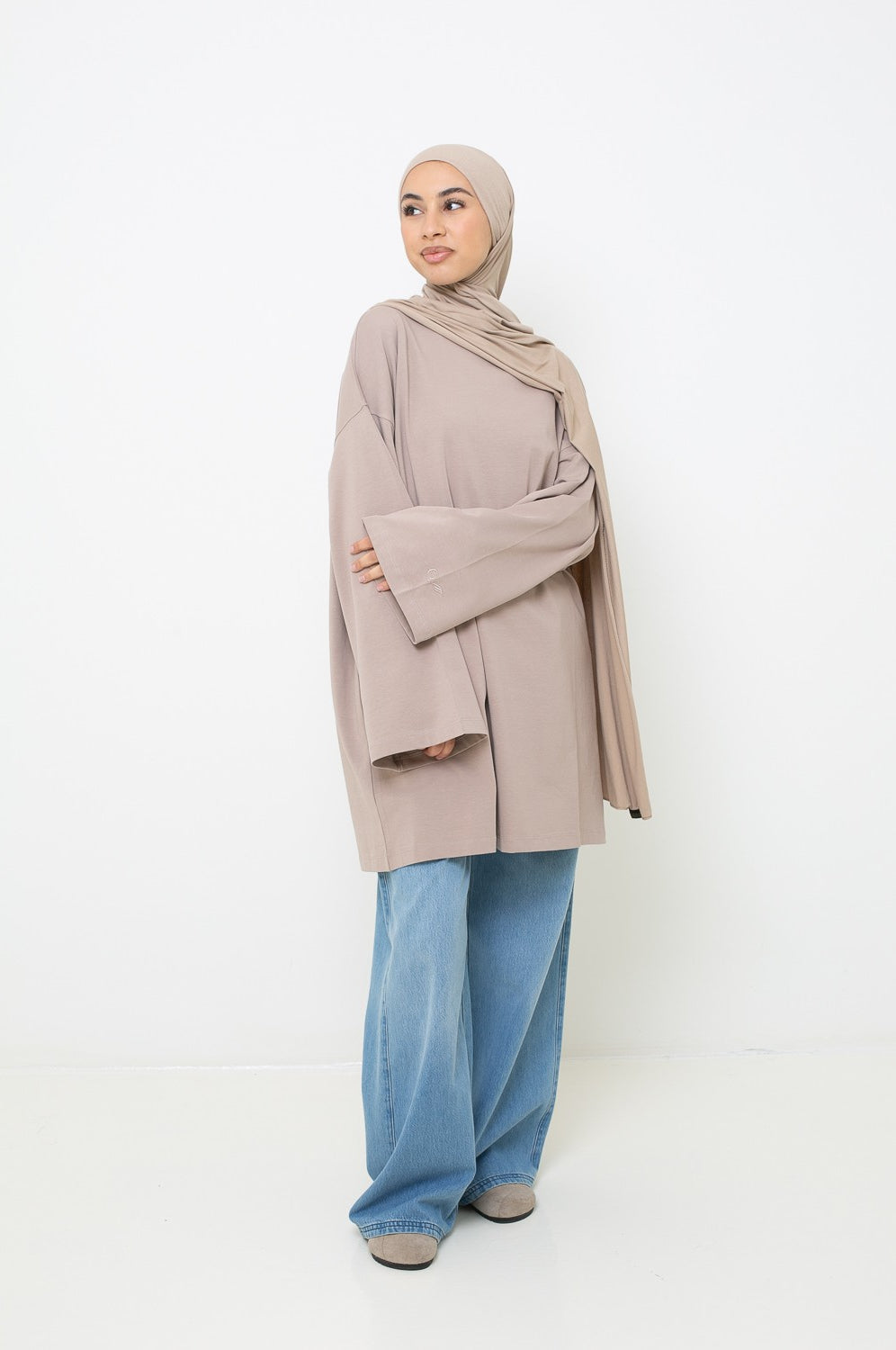 Jean coton bleu claire coupa large pour femme musulmane