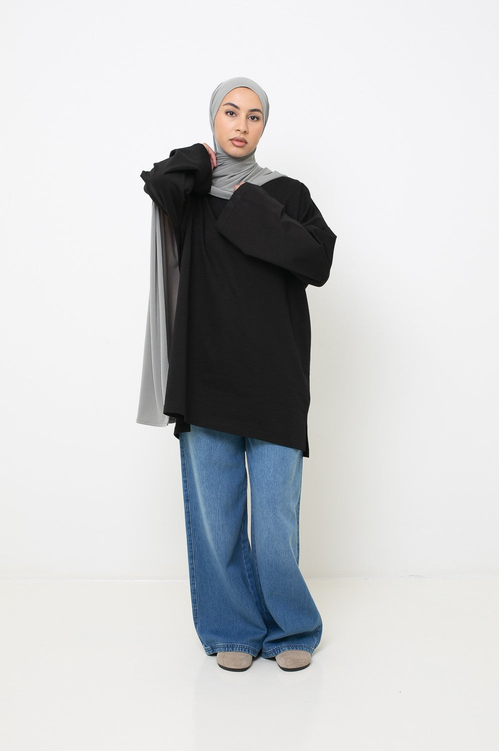 Jean large en coton pour femme musulmane