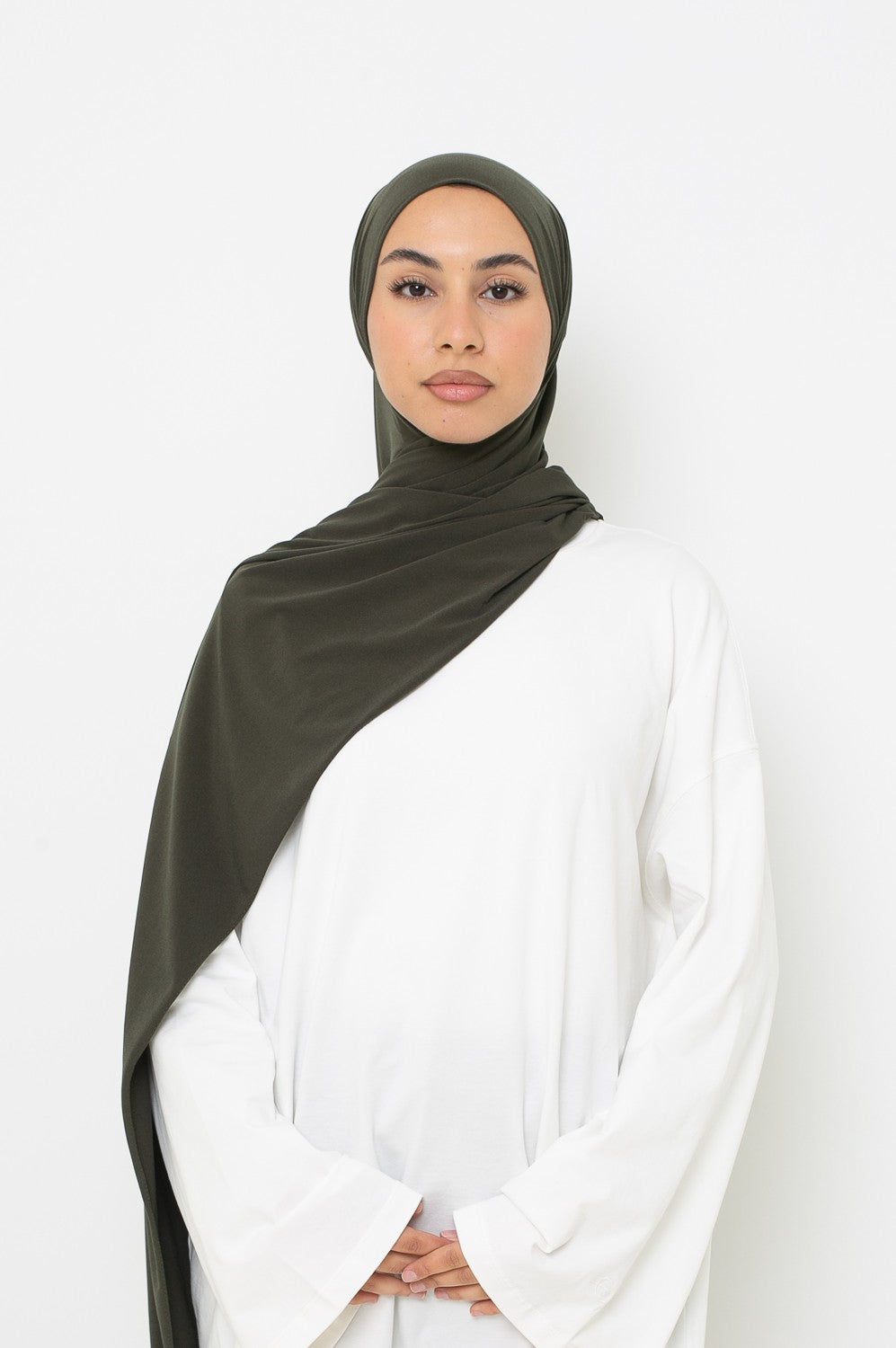 Hijab Jersey premium kaki militaire