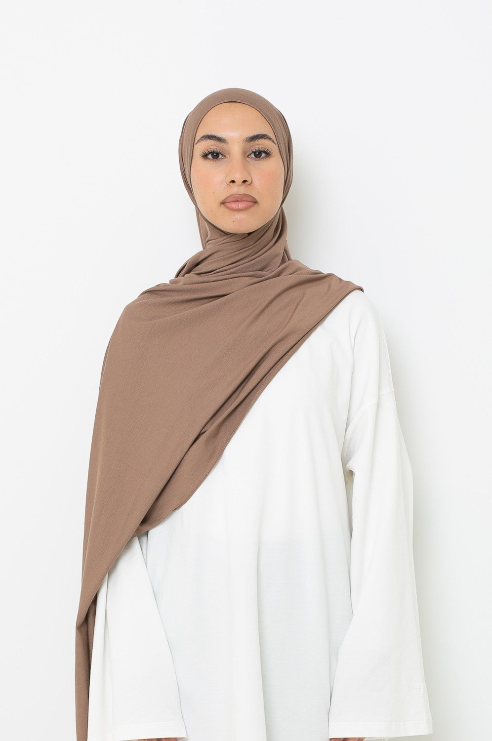 Hijab jersey coton viscose taupe