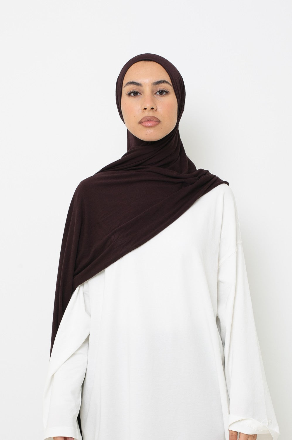 Hijab jersey coton viscose marron foncé