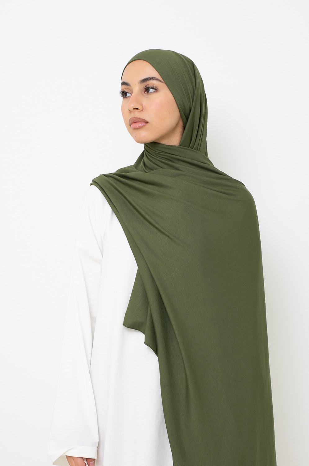Hijab jersey coton enfilable kaki