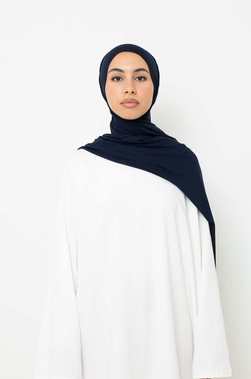 Hijab jersey coton prêt à nouer bleu
