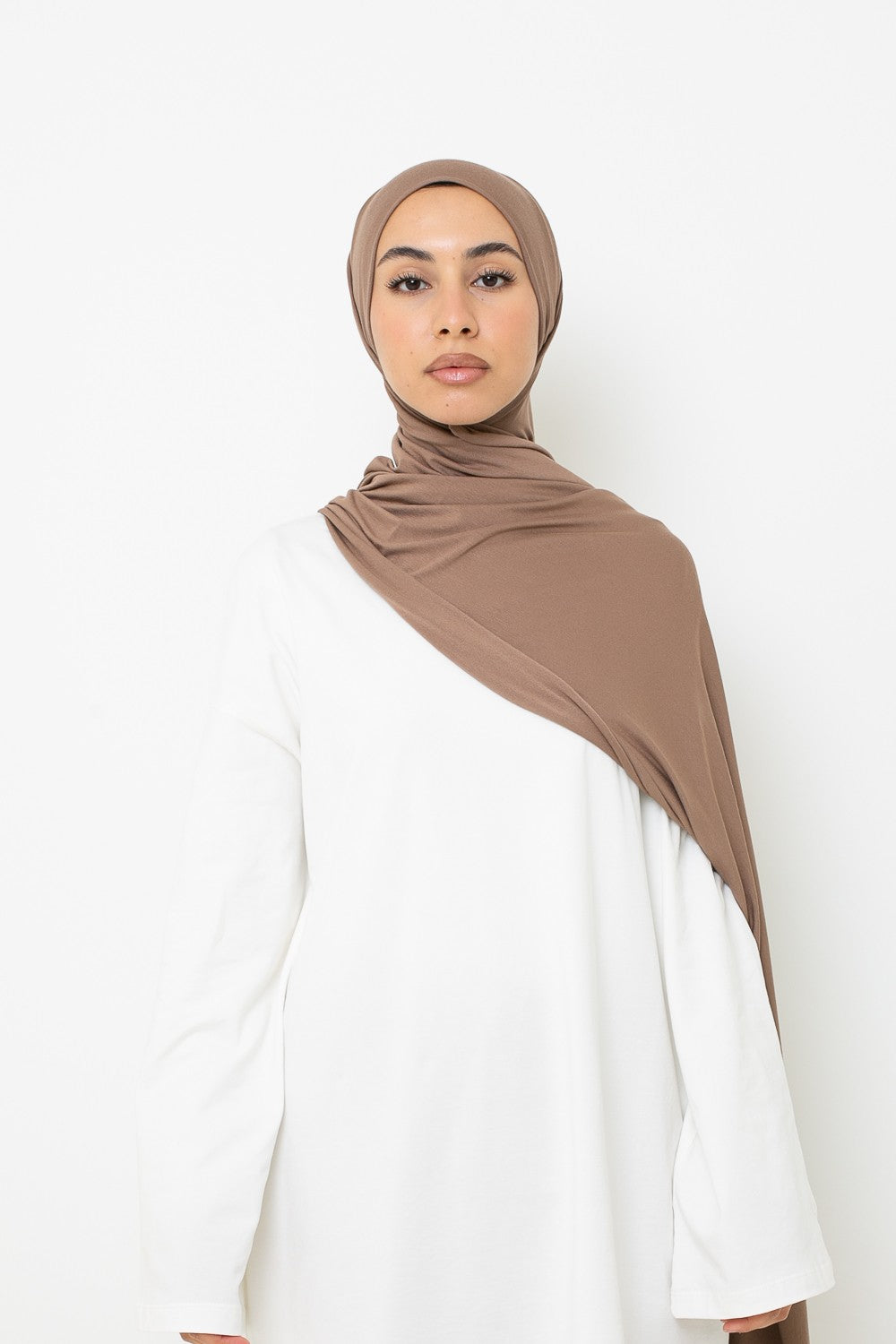 Hijab Jersey coton à nouer taupe