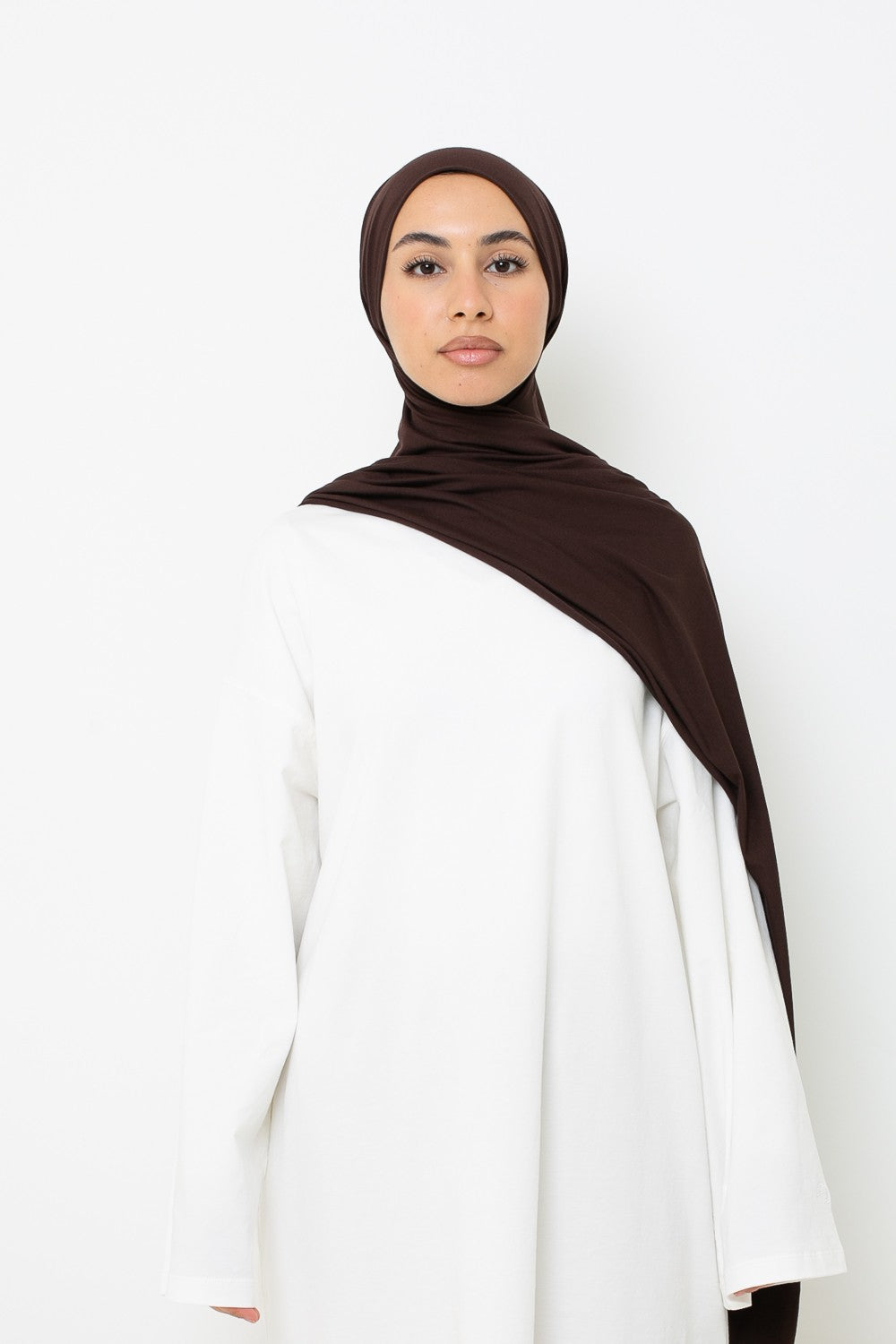 Hijab jersey coton à nouer marron
