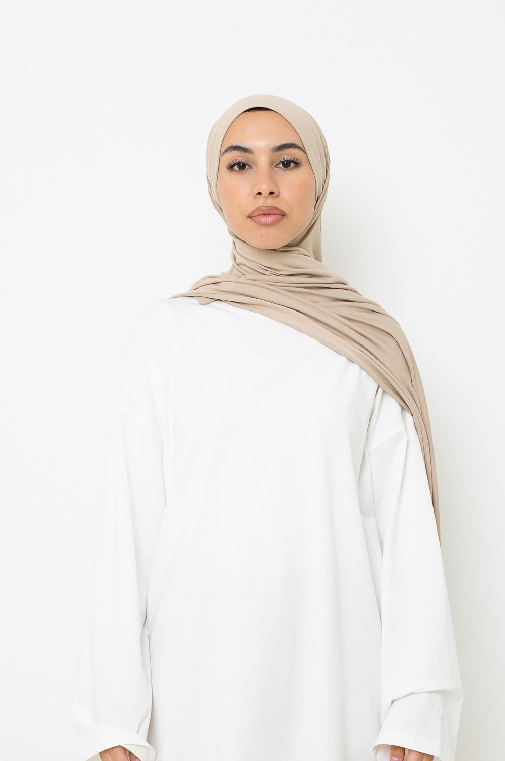Hijab jersey coton à nouer beige