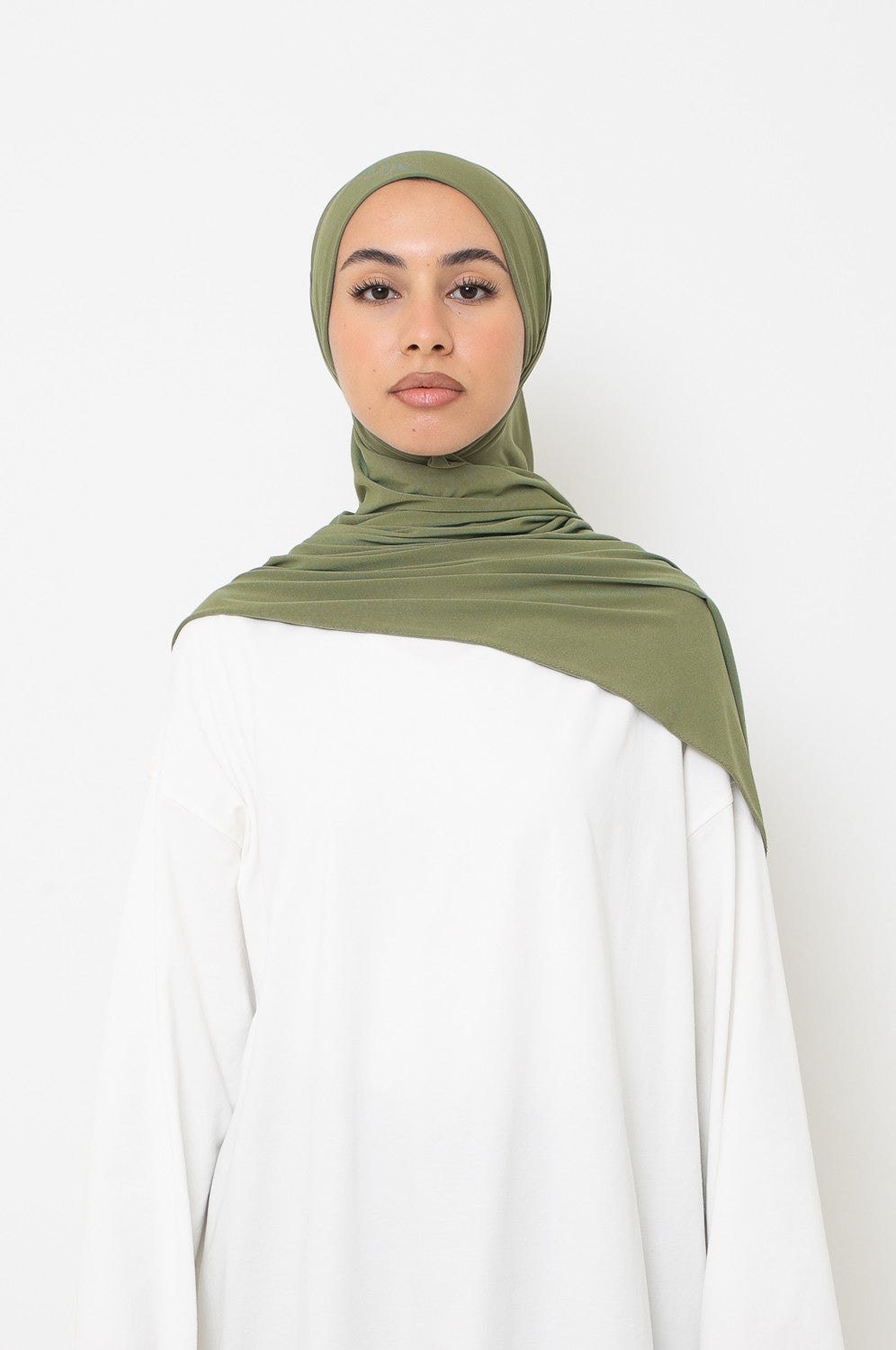 Hijab prêt à nouer premium jersey kaki clair