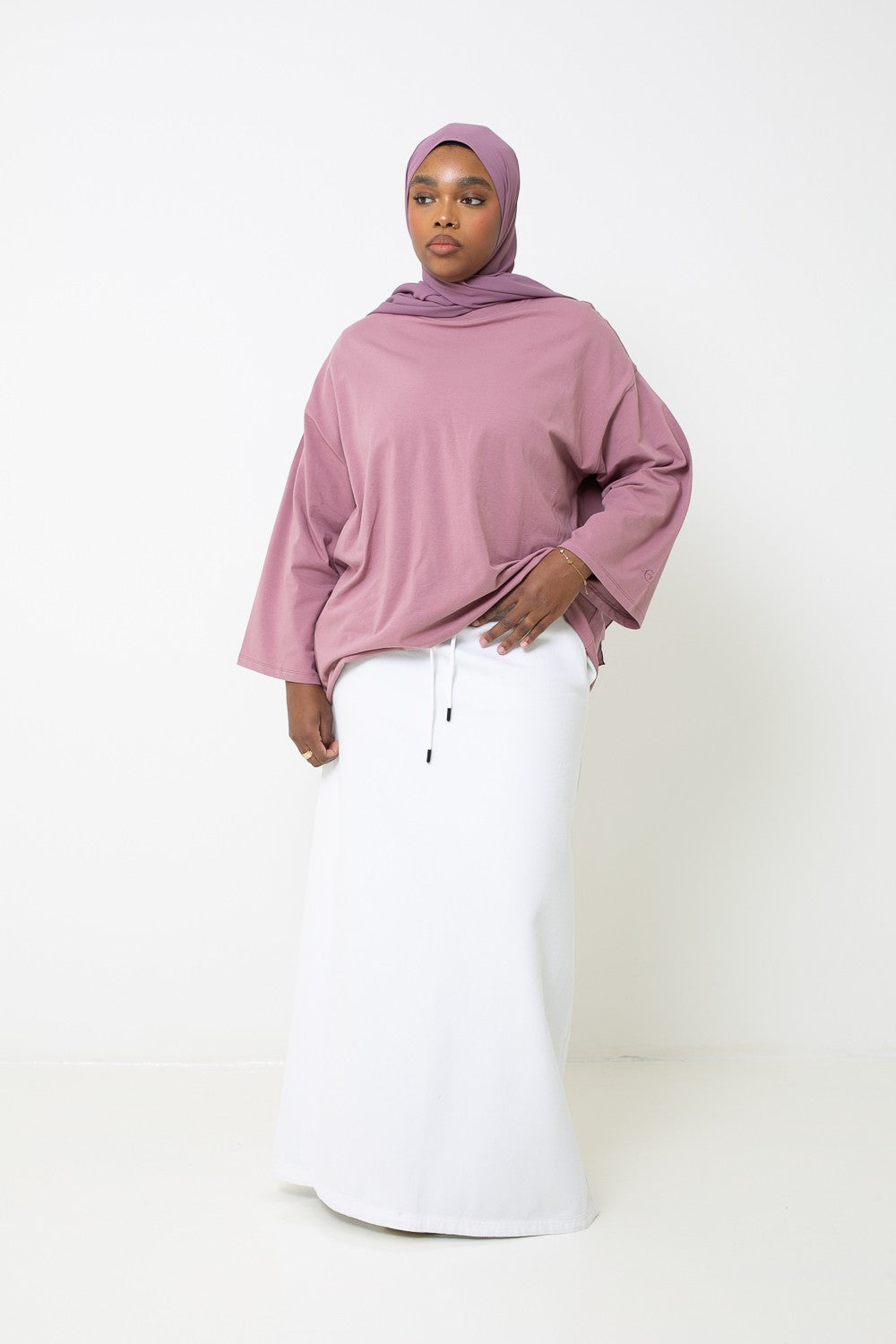 Jupe jean coton blanche pour femme musulmane. Boutique hijab