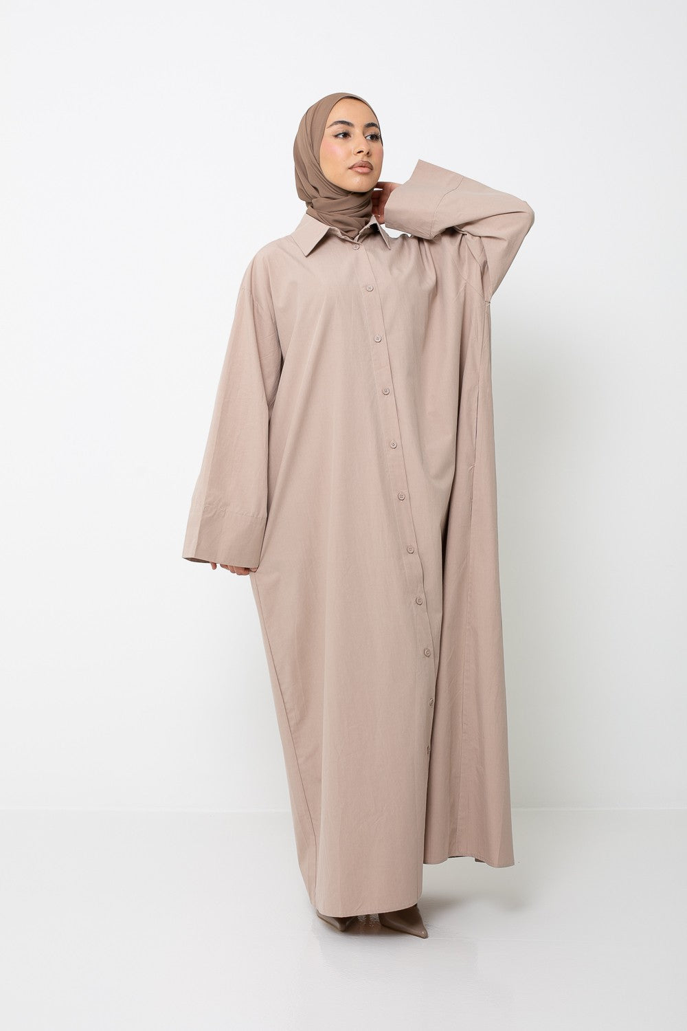 Robe chemise coton premium pour printemps été. Boutique hijab pour femme musulmane.