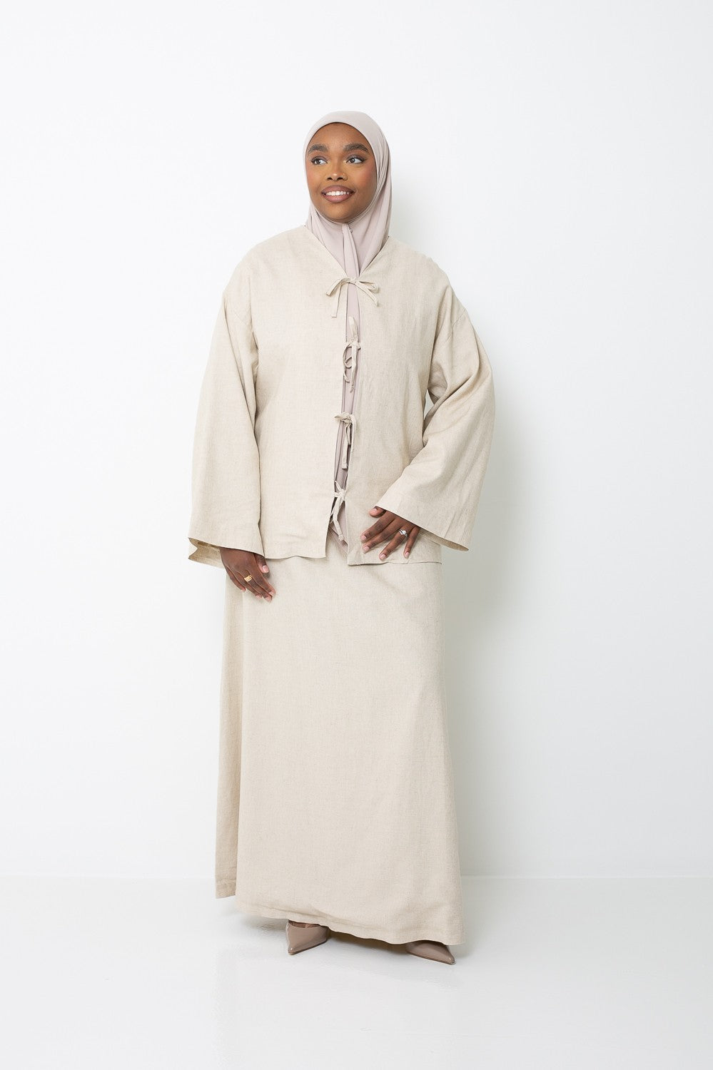 Jupe longue évasée en lin entièrement doublée. Boutique musulmane