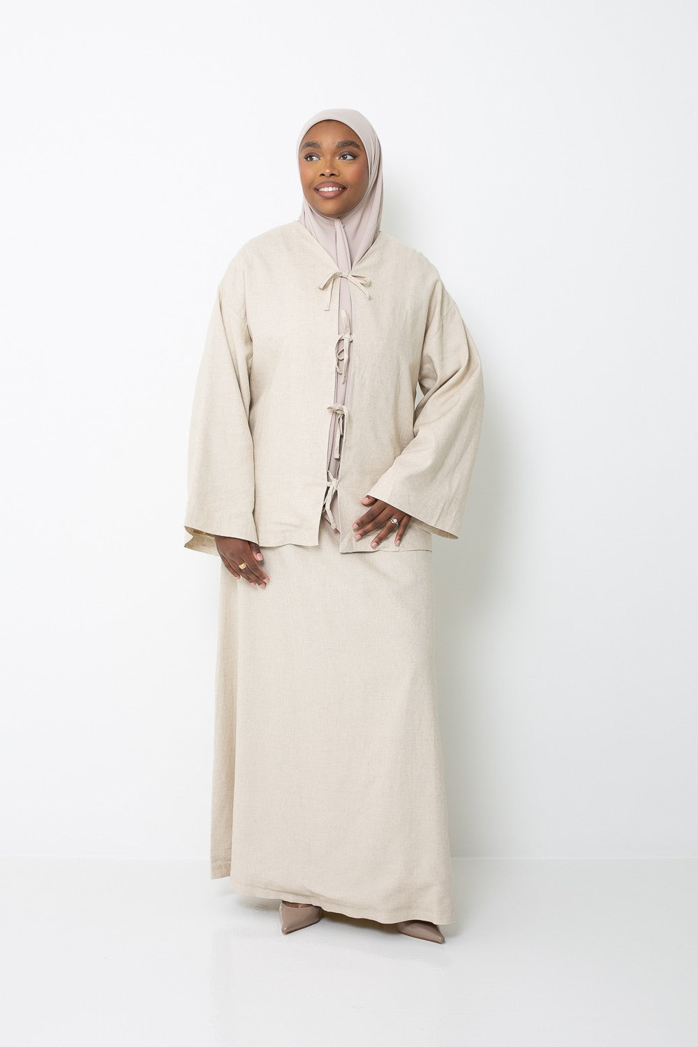 Jupe longue évasée en lin entièrement doublée. Boutique musulmane