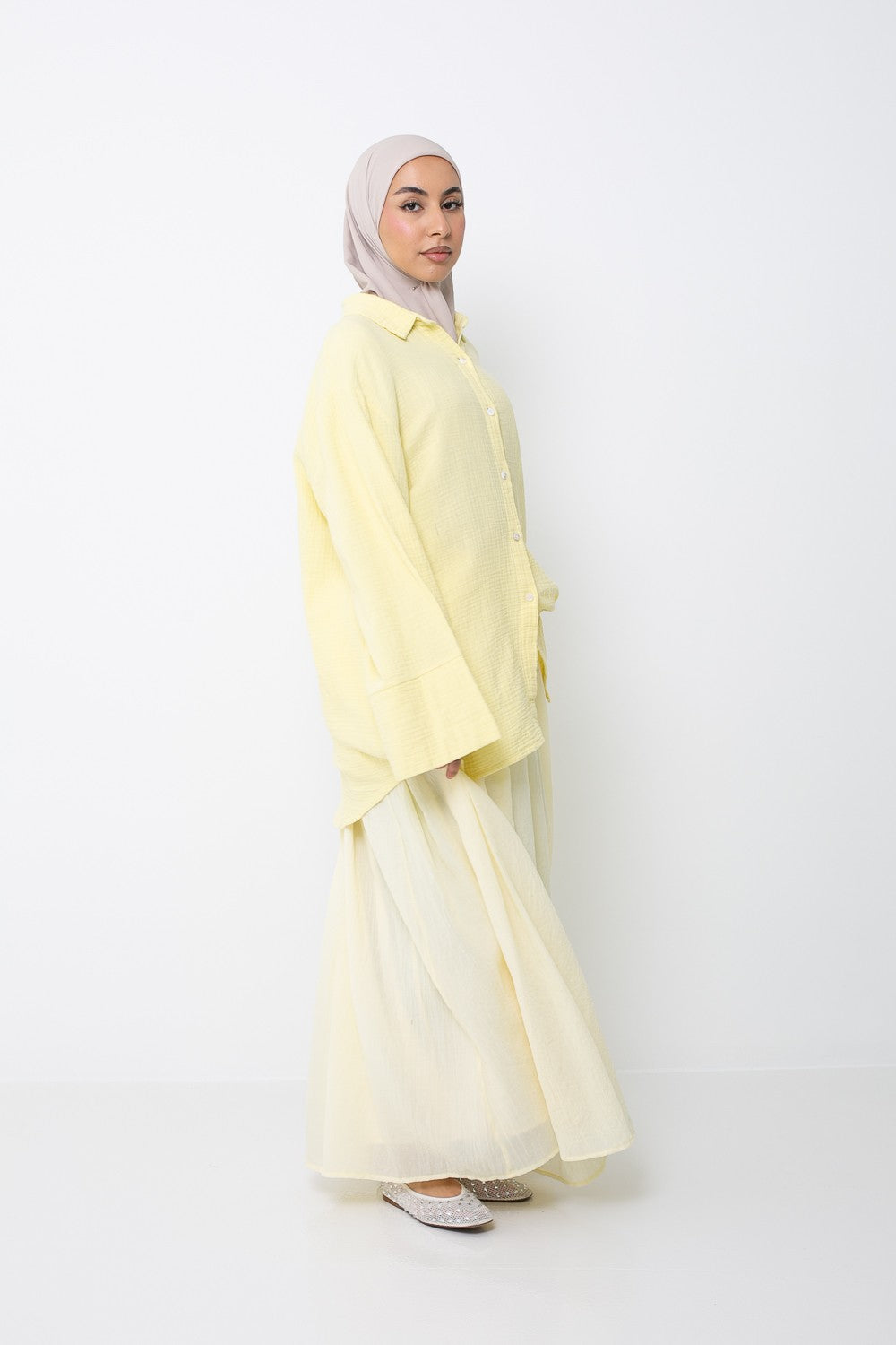 Jupe évasée doublée bohème pour femme musulmane. Boutique hijab.