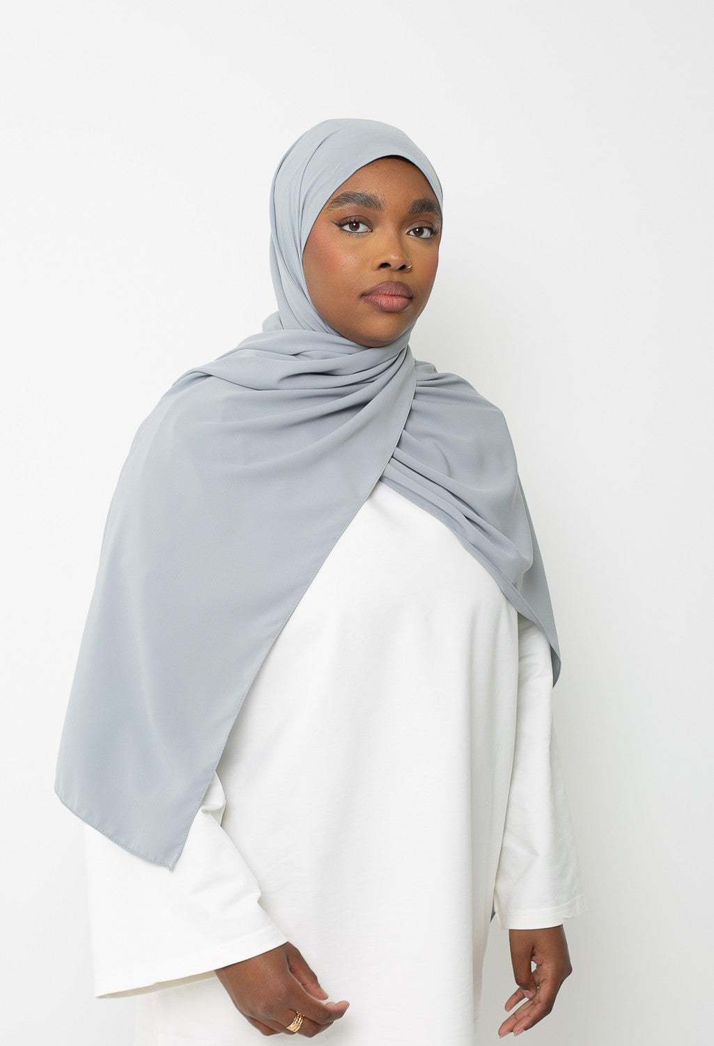 Hijab soie de Médine gris