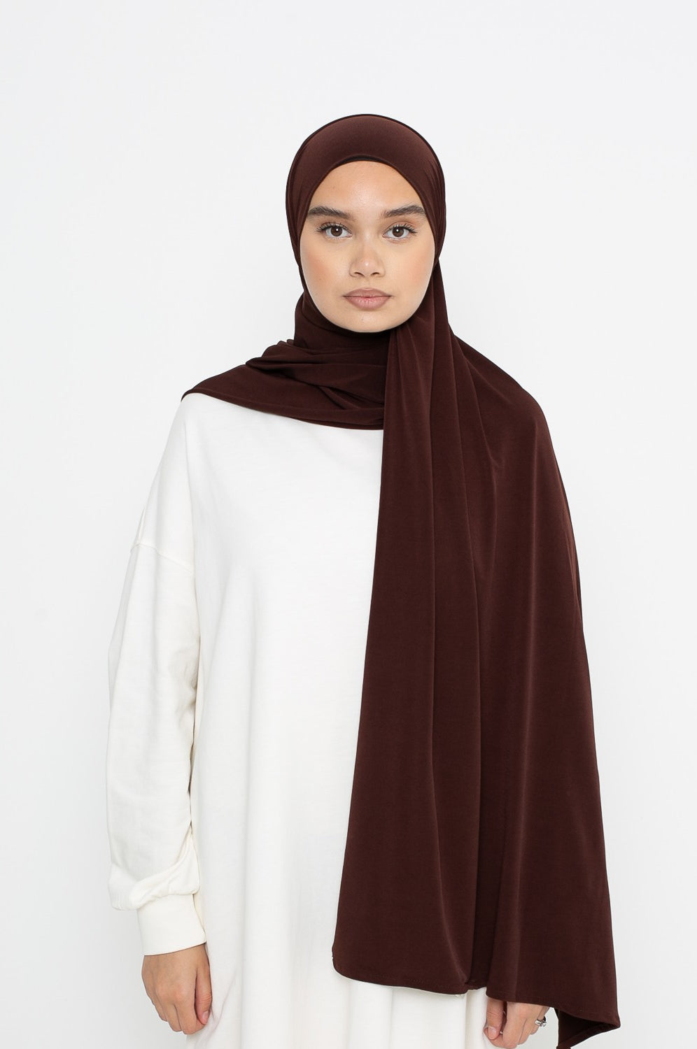 Hijab jersey premium marron