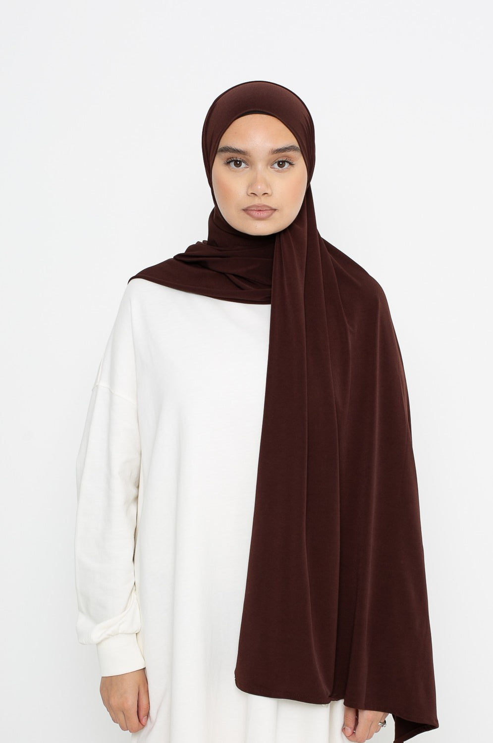 Hijab jersey premium marron