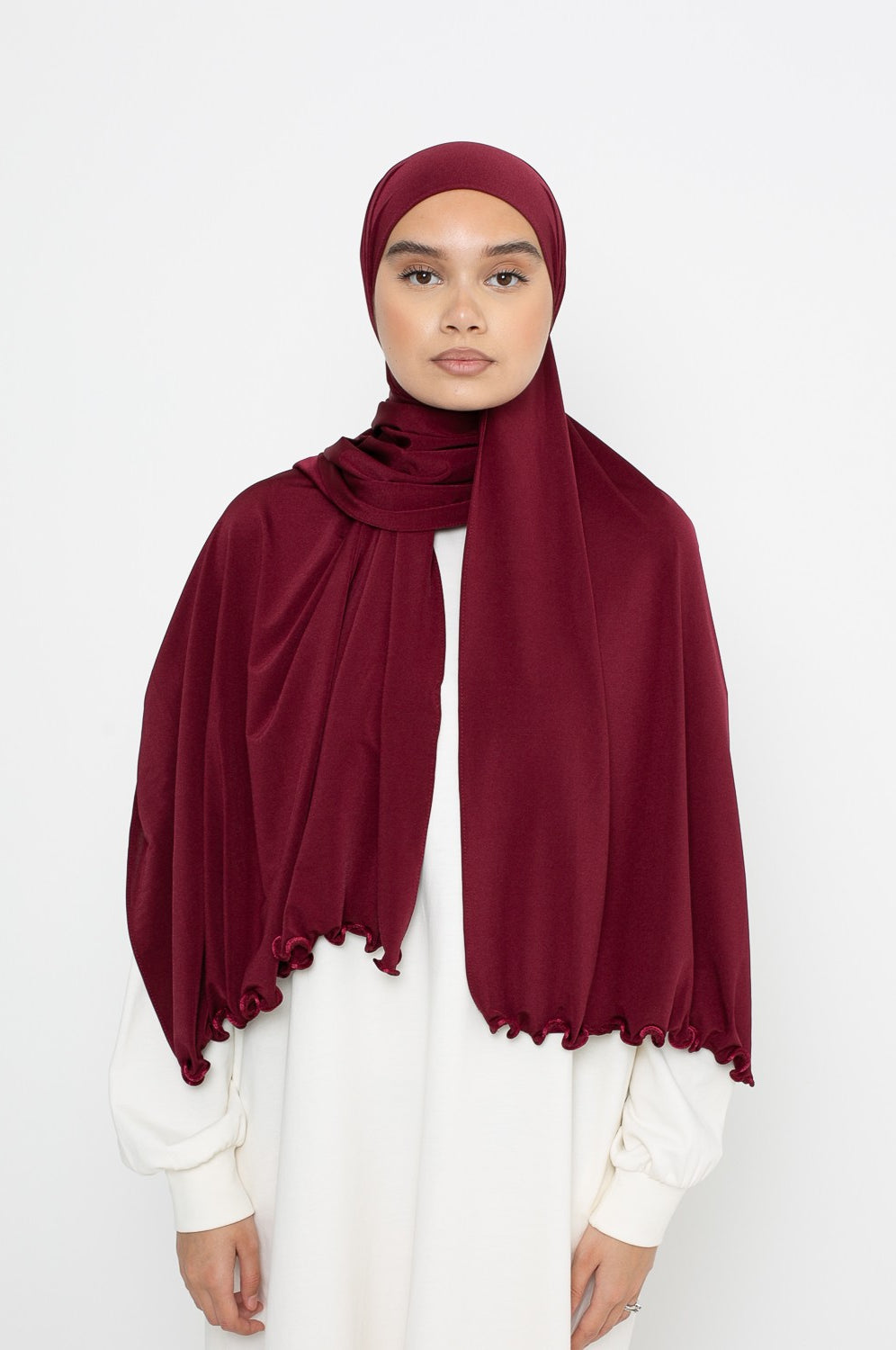 Hijab jersey premium vague bordeaux