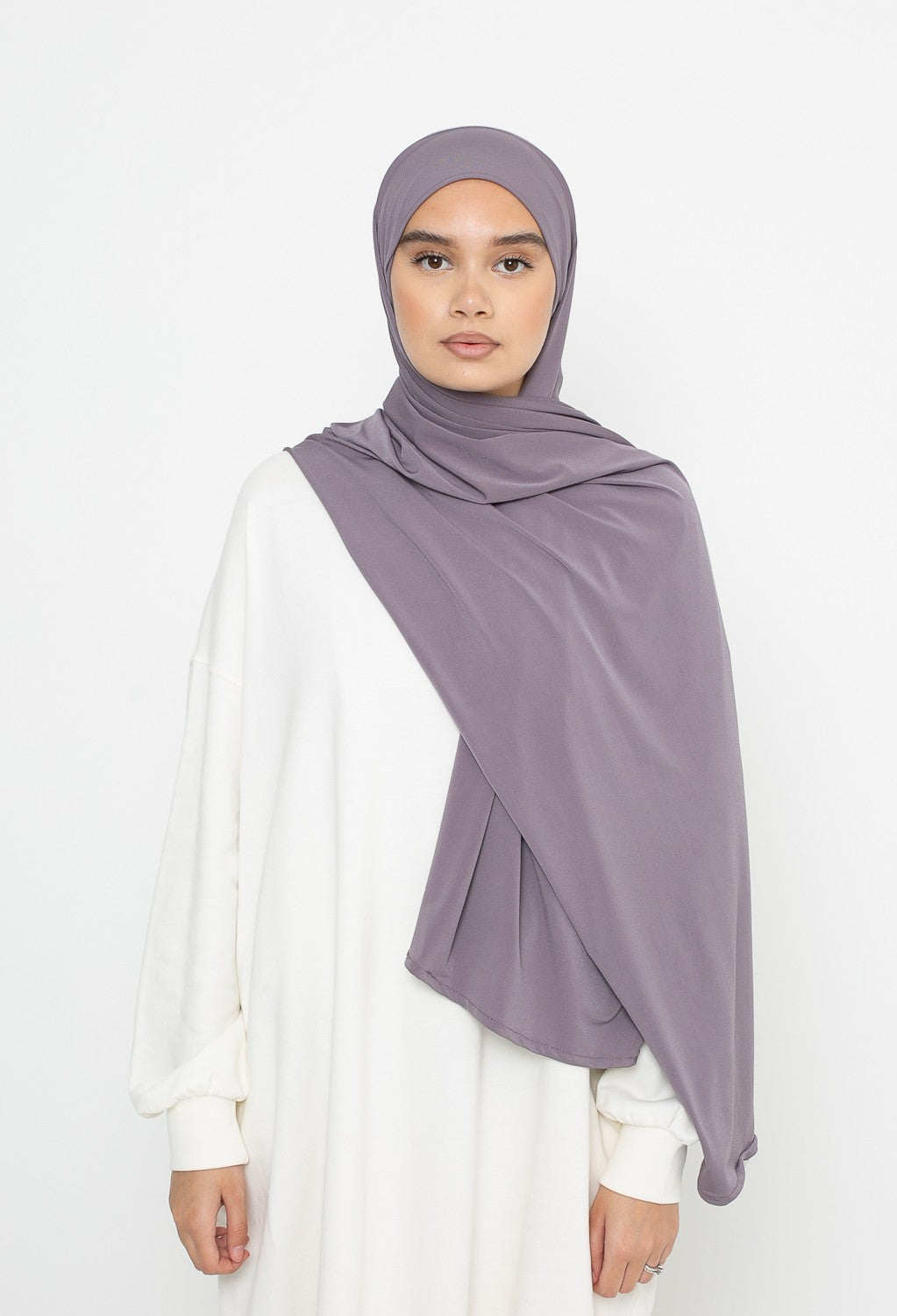 Hijab prêt à nouer jersey premium mauve cendré