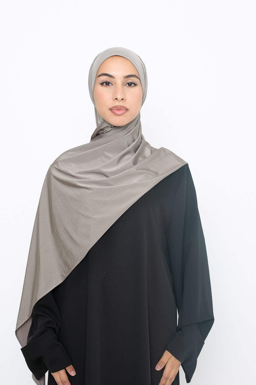 hijab jersey satin taupe grey