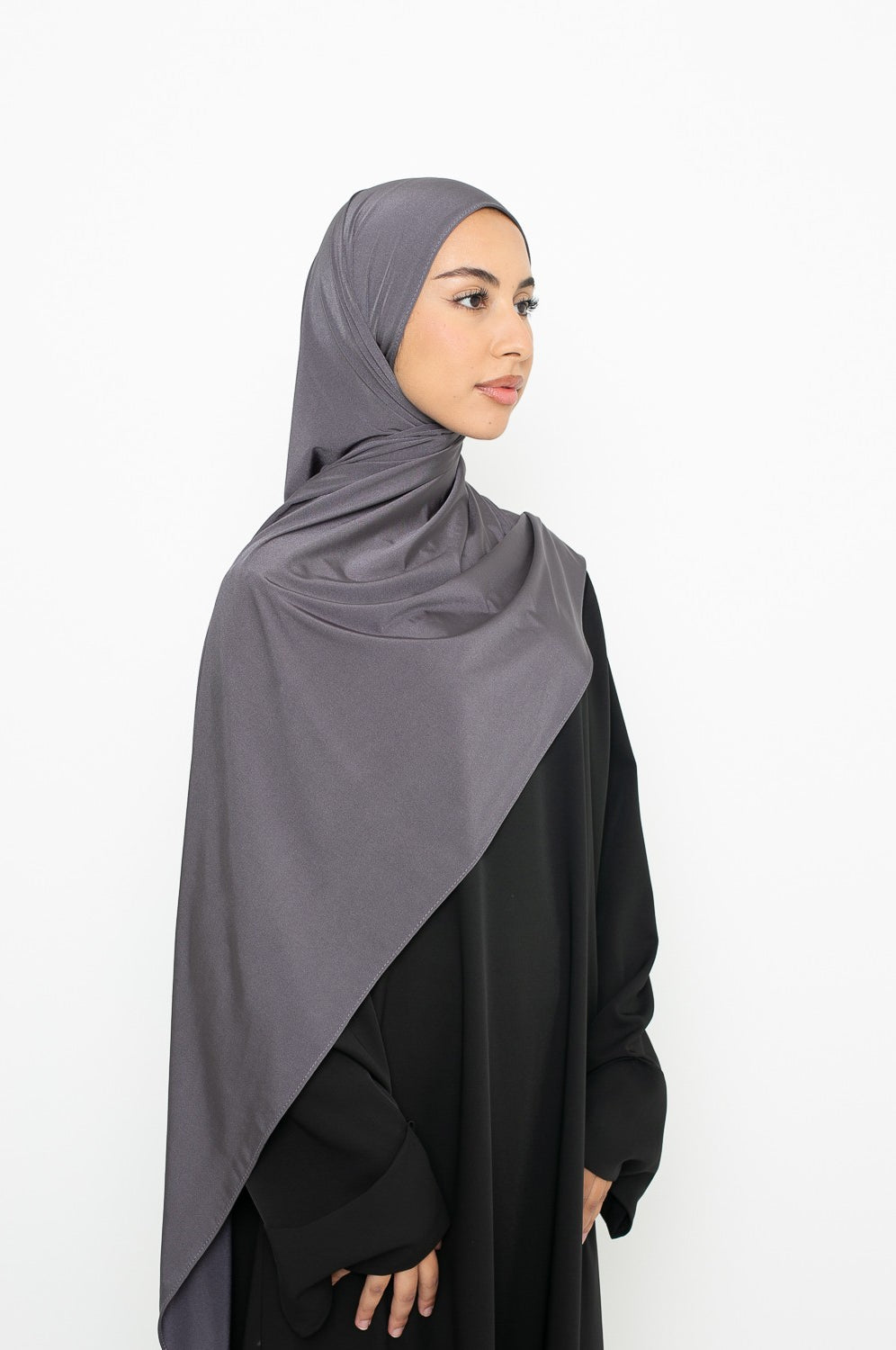 Hijab jersey satin gris