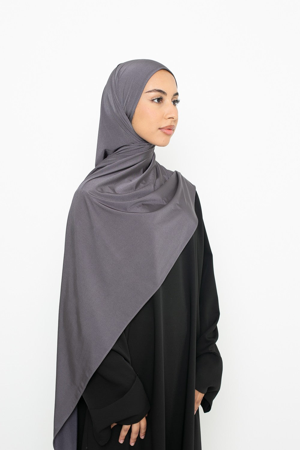 Hijab jersey satin gris