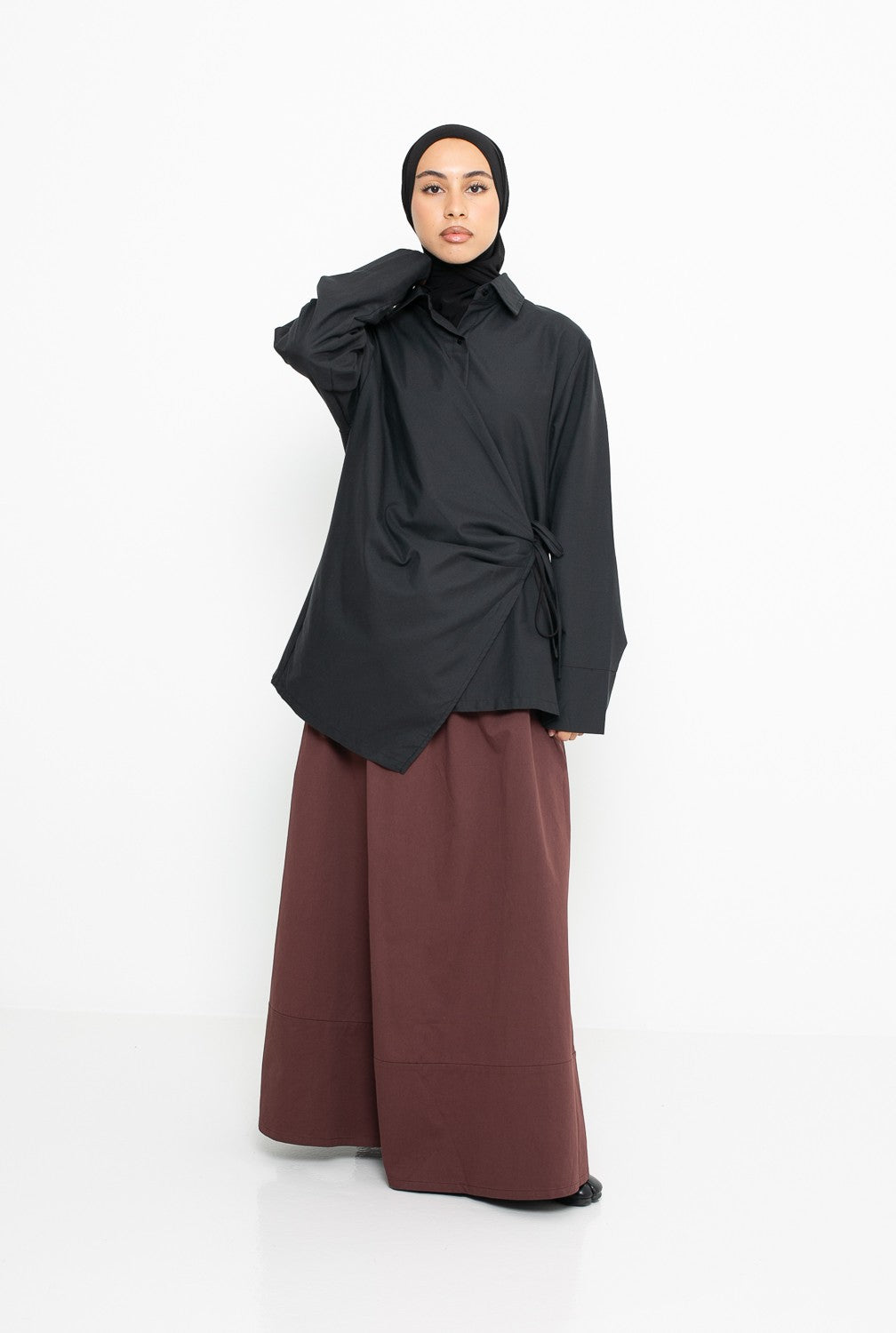 Chemise à nouer création coton premium pour femme musulmane