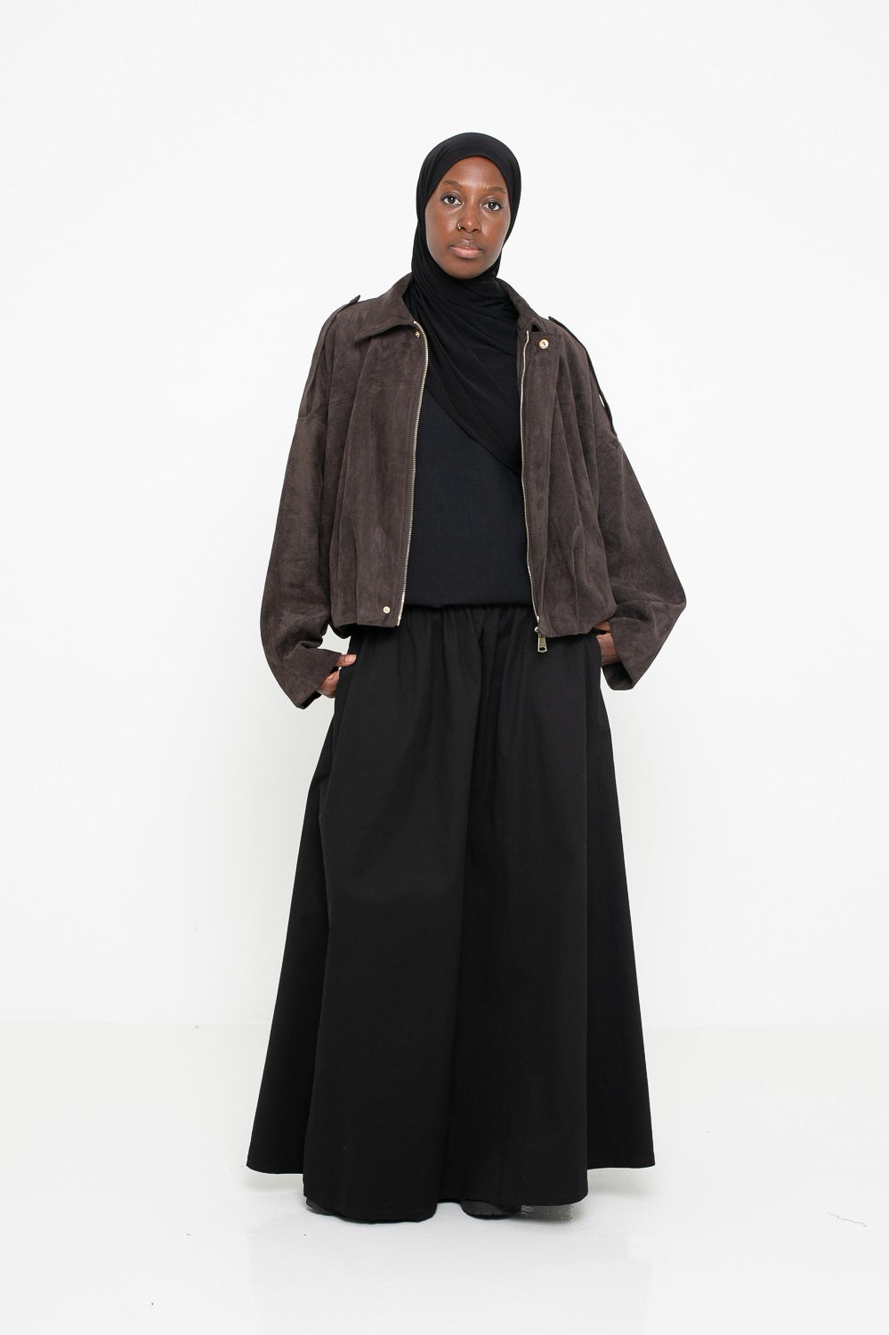 Veste ample en suédine pour femme musulmane