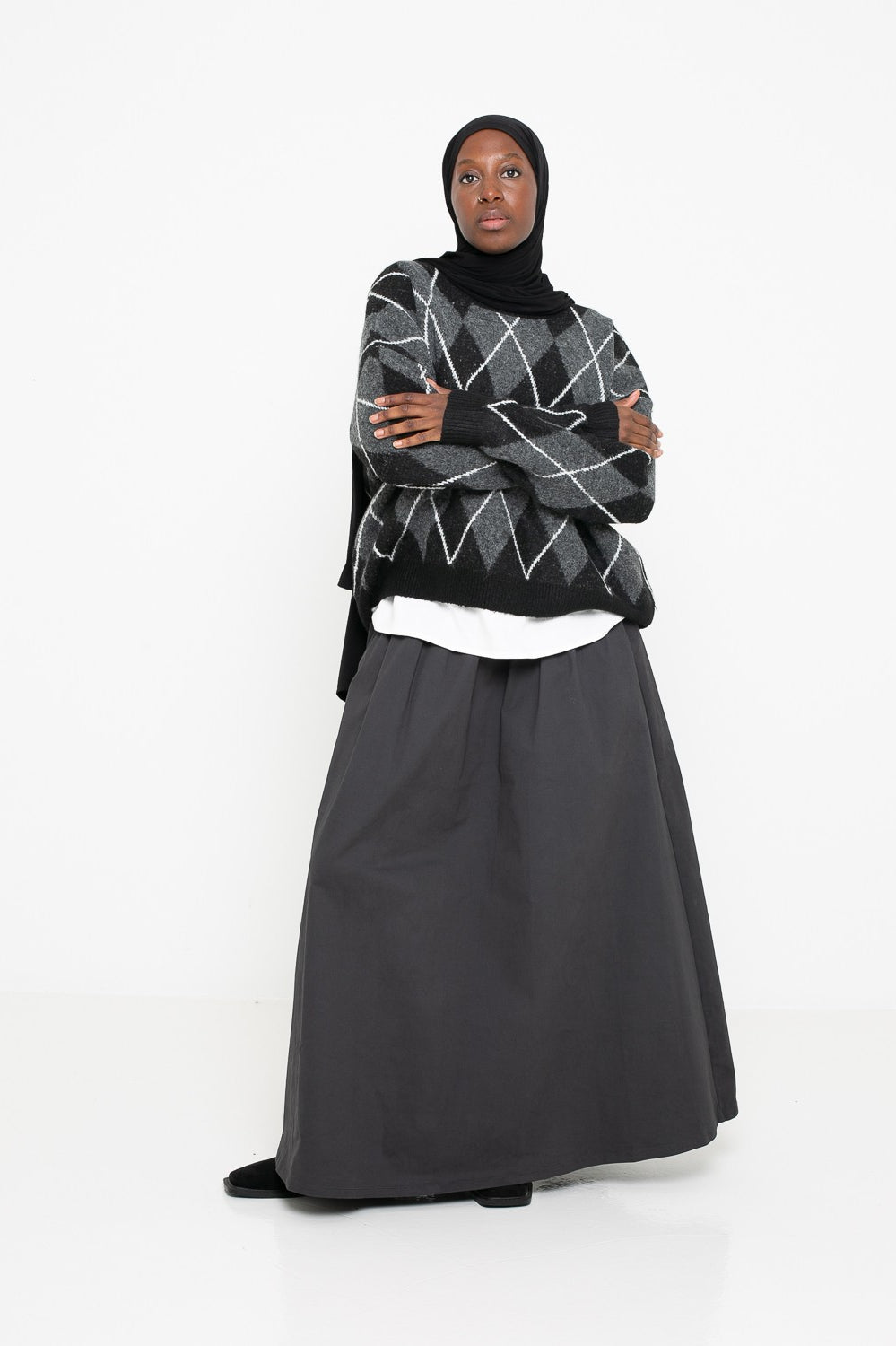 Pull ample en laine vintage pour femme moderne musulmane