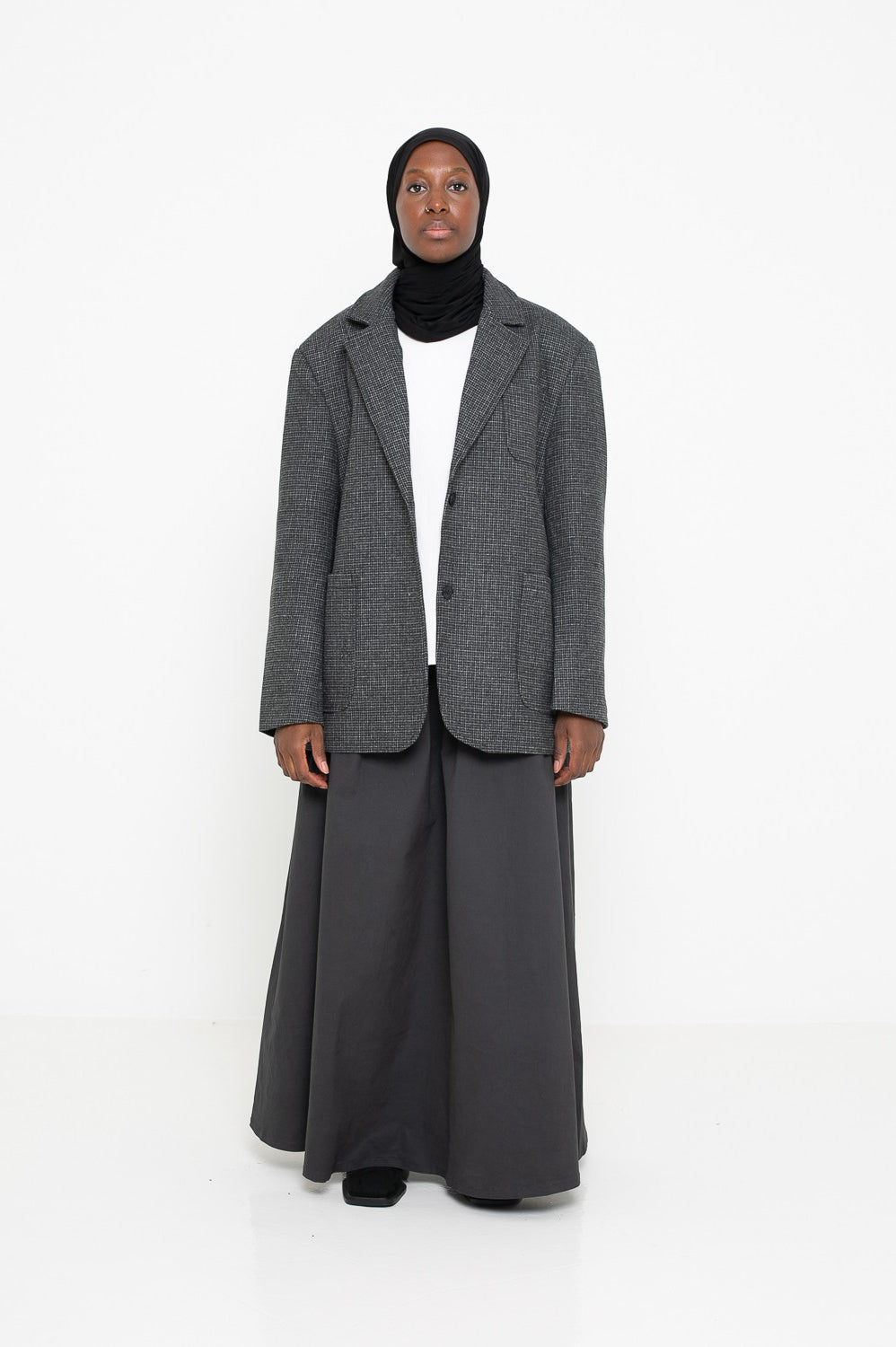 Veste en laine à carreaux oversize pour femme musulmane