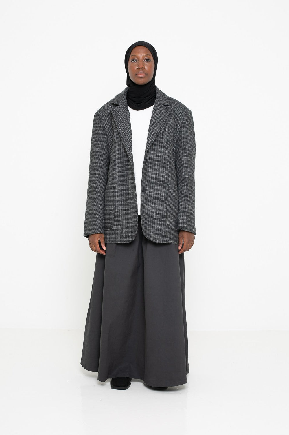 Veste en laine à carreaux oversize pour femme musulmane