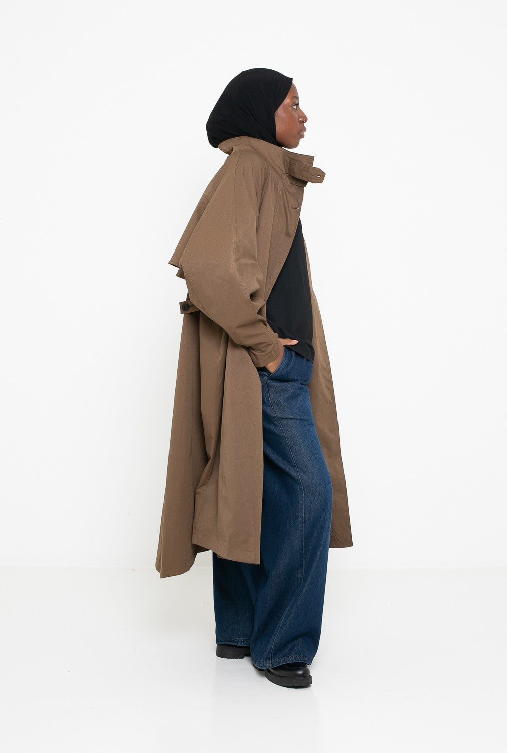 Trench long oversize pour femme musulmane